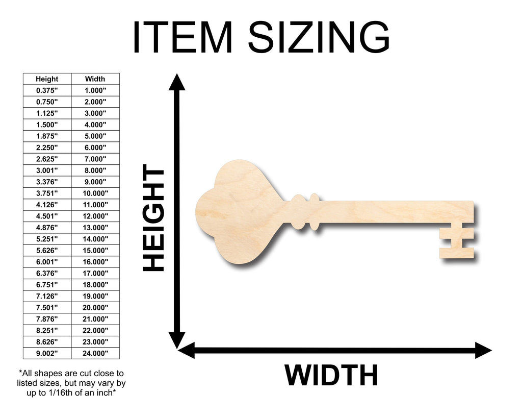 Unfinished Wood Skeleton Key Shape - Craft - up to 46" DIY