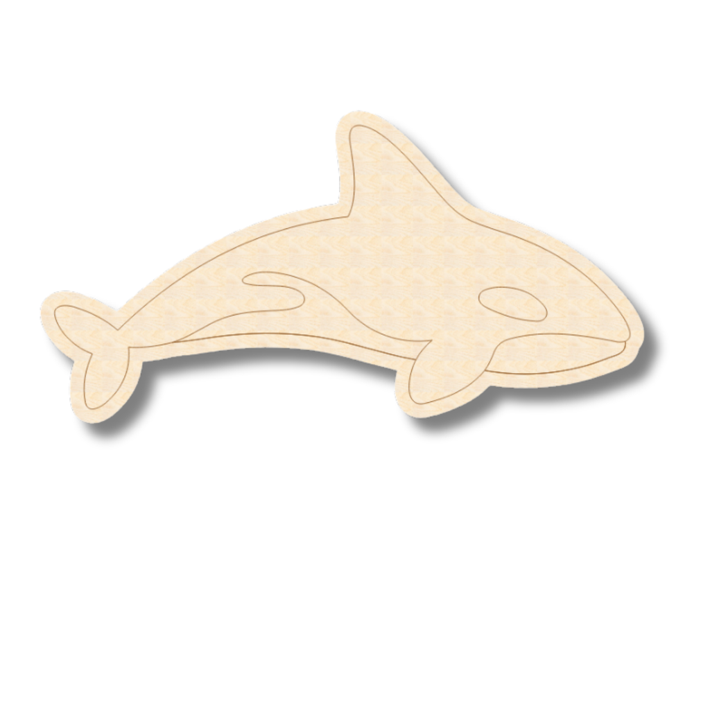 Unfinished Wood Etched Orca Shape | Paint By Line Crafts | up to 30" DIY