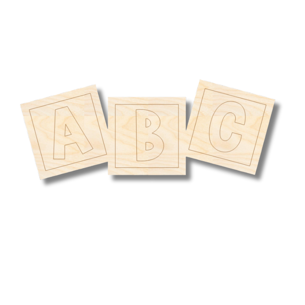 Unfinished Wood Etched ABC Blocks Shape | Paint By Line Crafts | up to 30" DIY