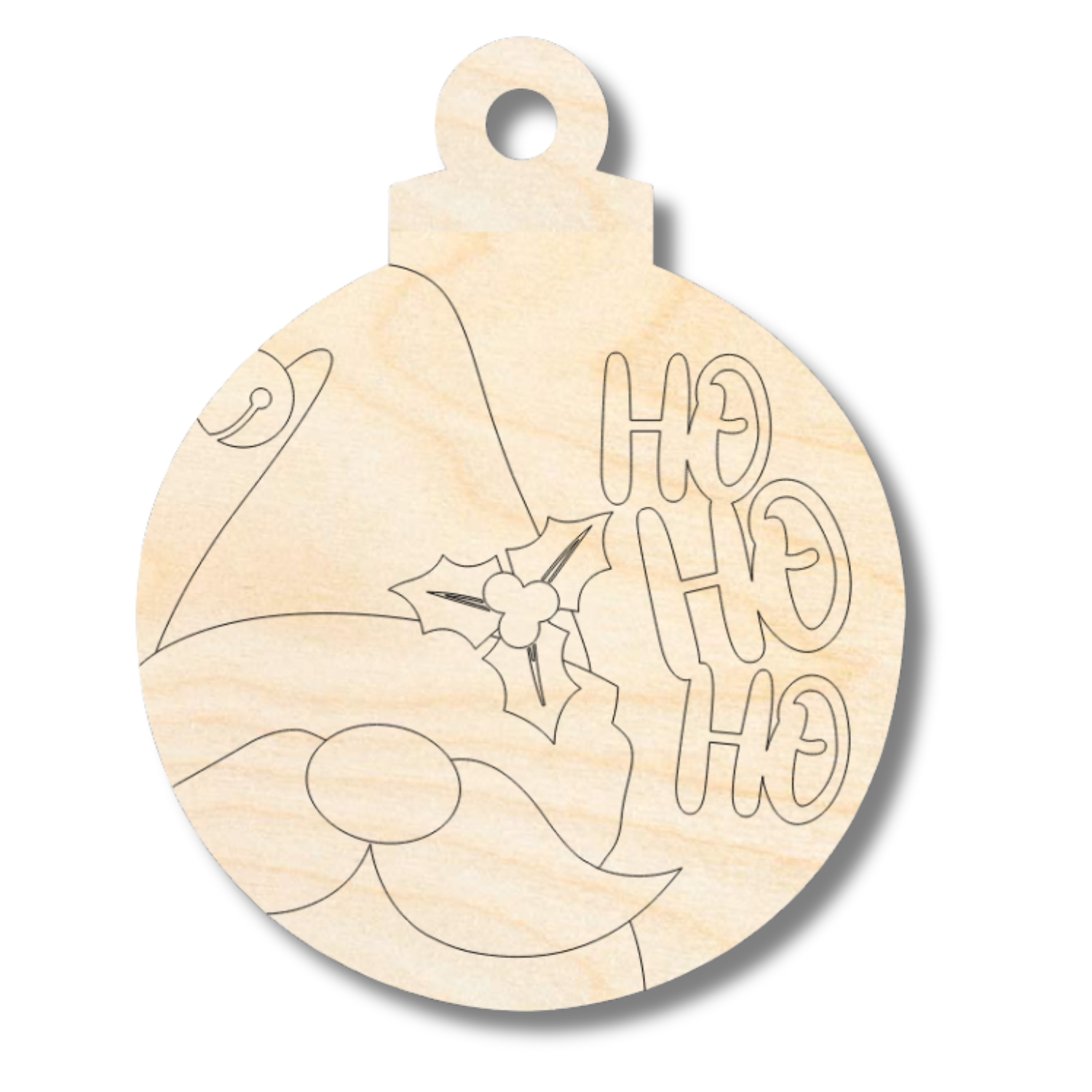 Unfinished Wood Etched Ho Ho Ho Ornamnet Shape | Paint By Line Crafts | up to 30" DIY