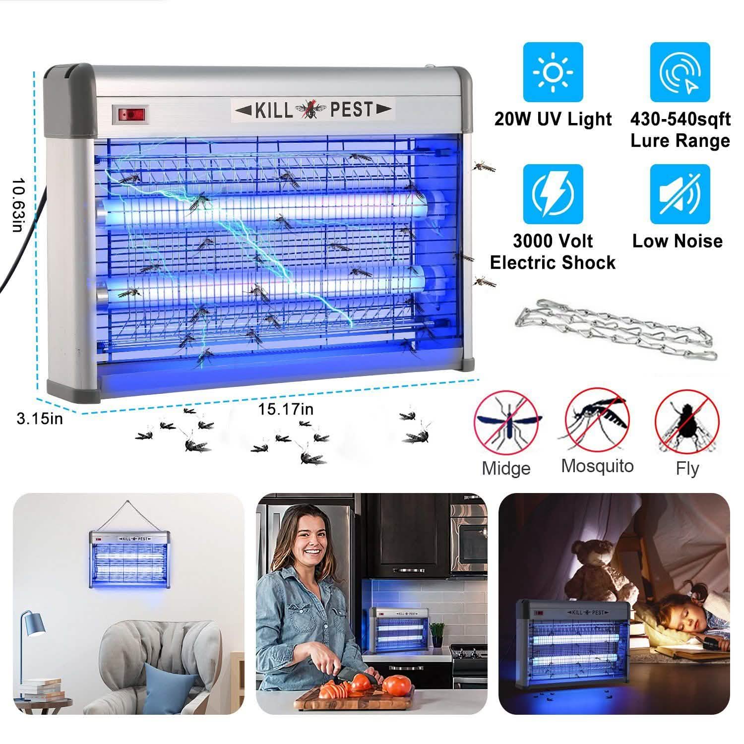 20W Electric Fly Bug Zapper Mosquito Insect Killer