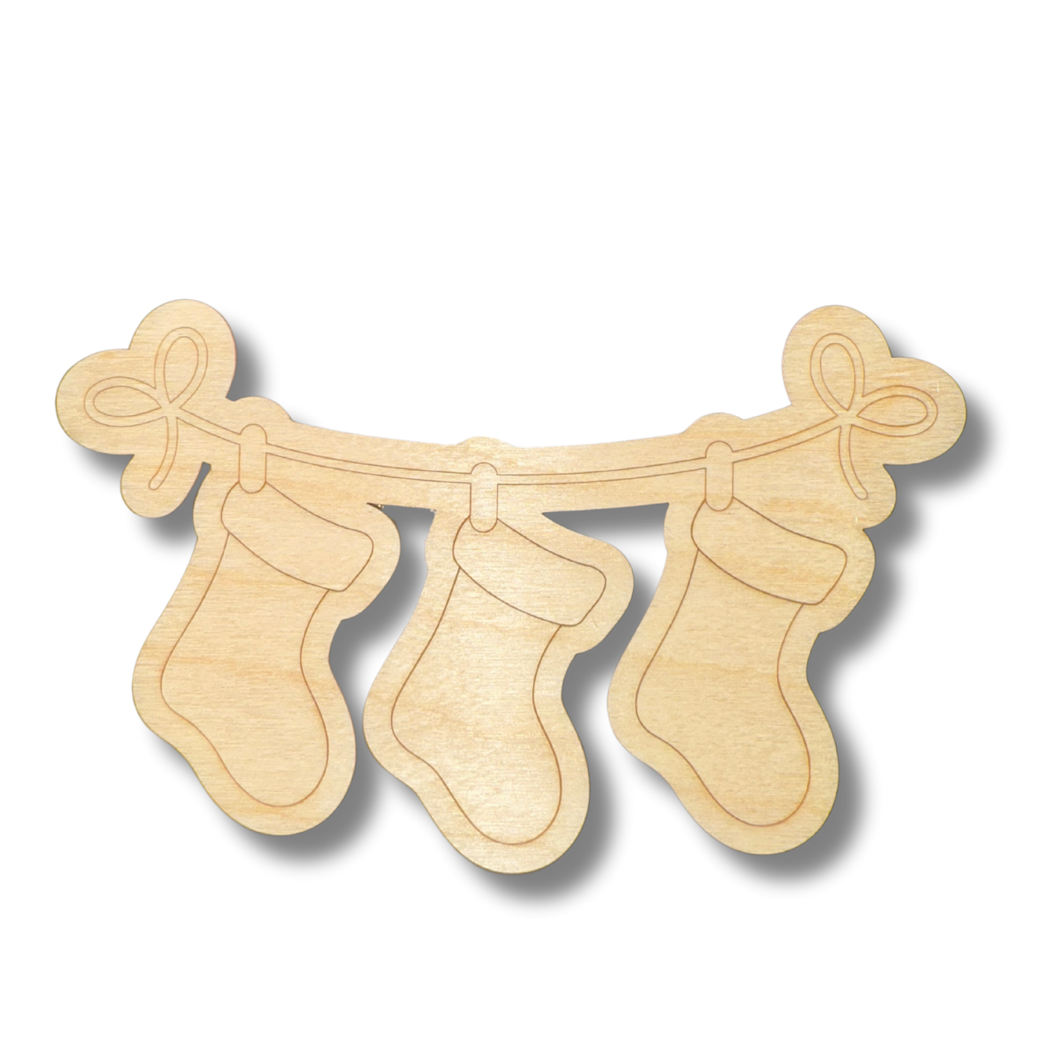 Unfinished Wood Etched Hanging Stockings Shape | Paint By Line Crafts | up to 30" DIY