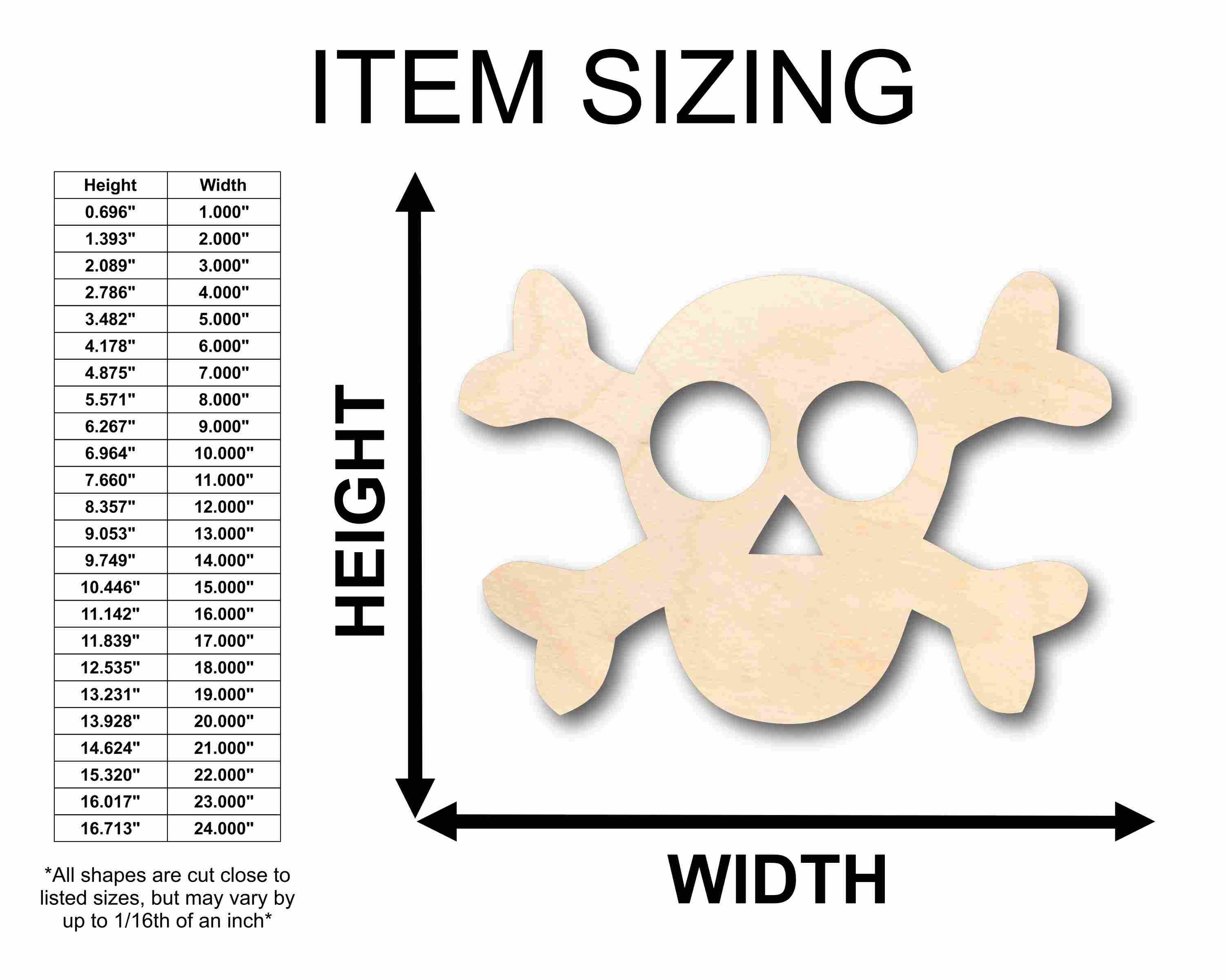 Unfinished Wood Skull Silhouette - Craft- up to 46" DIY