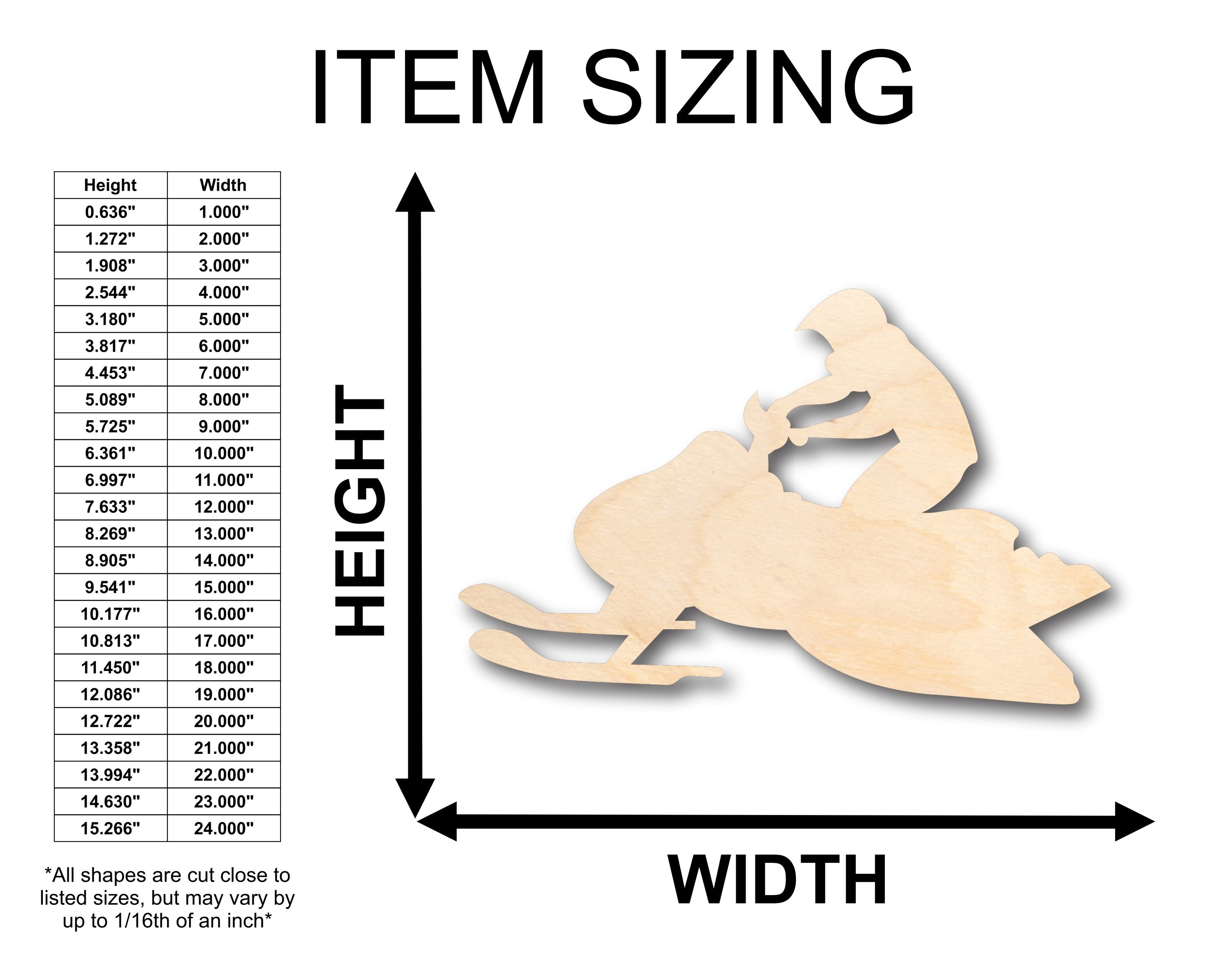 Unfinished Wood Snow Mobile Rider Shape - Craft - up to 46" DIY
