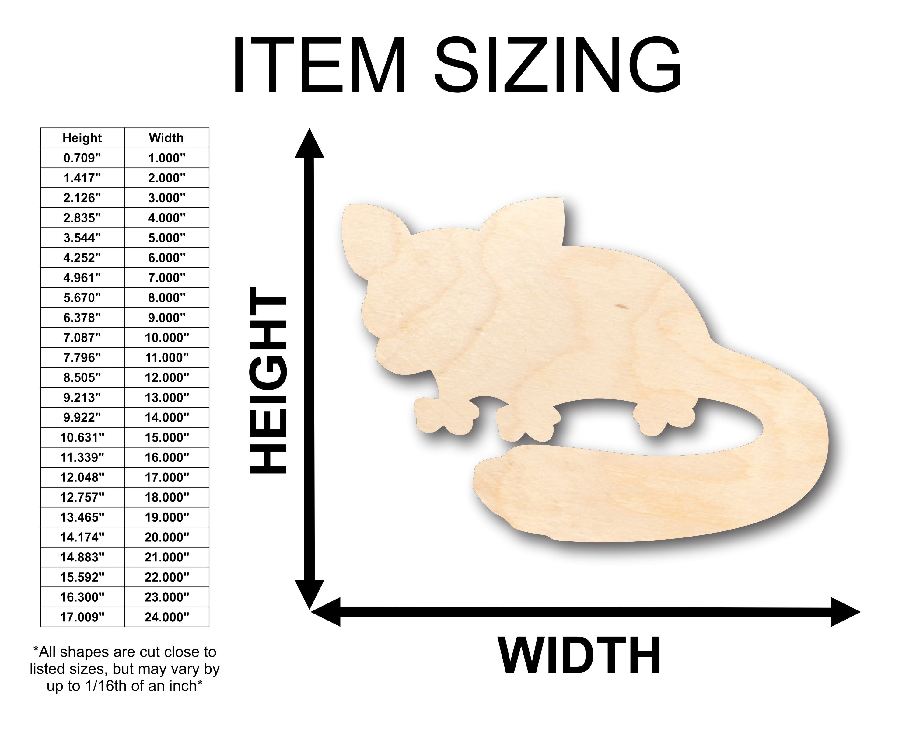Unfinished Wood Sugar Glider Shape - Craft - up to 46" DIY