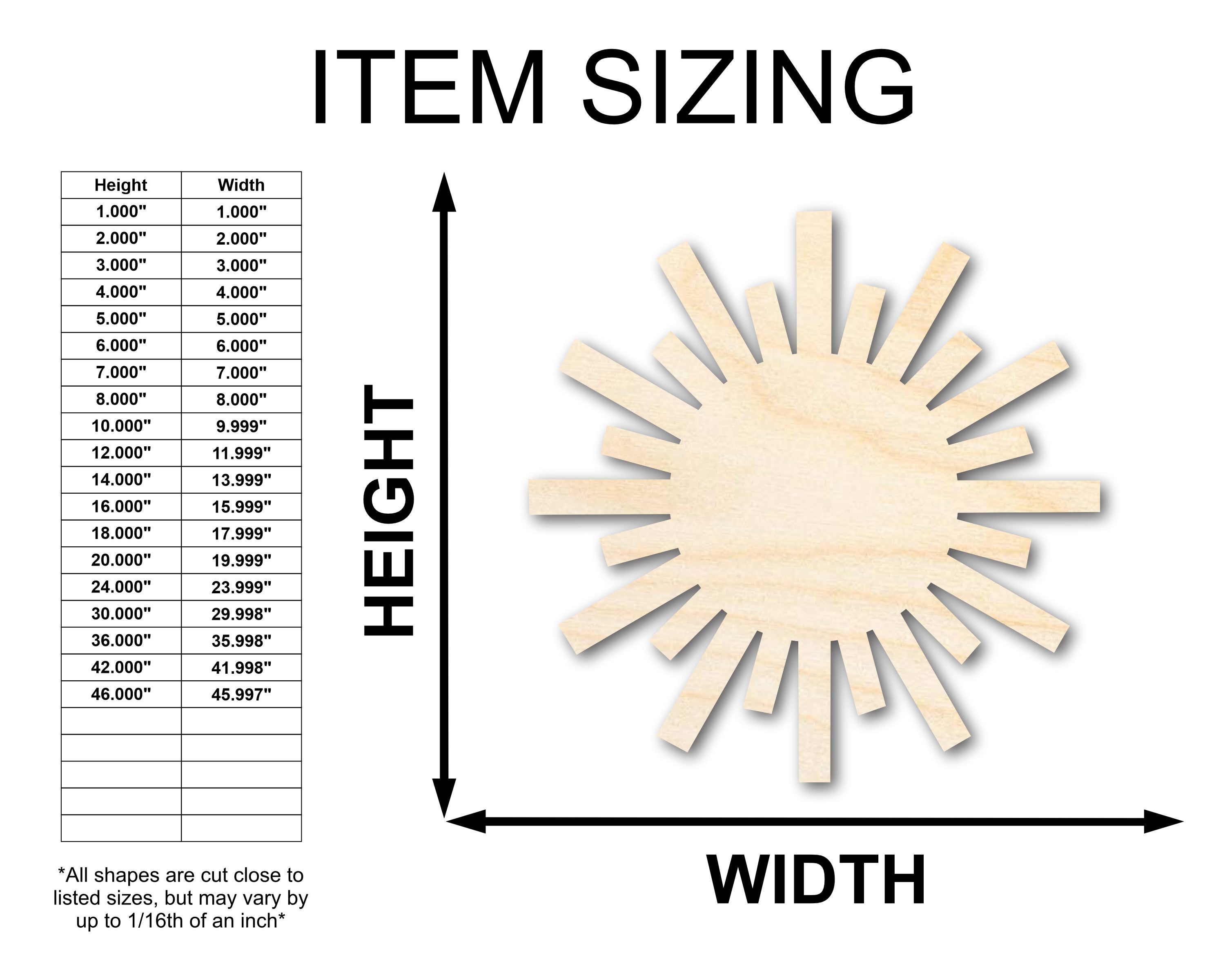 Unfinished Wood Paper Sun Shape | Summer Craft Cutout | up to 46" DIY