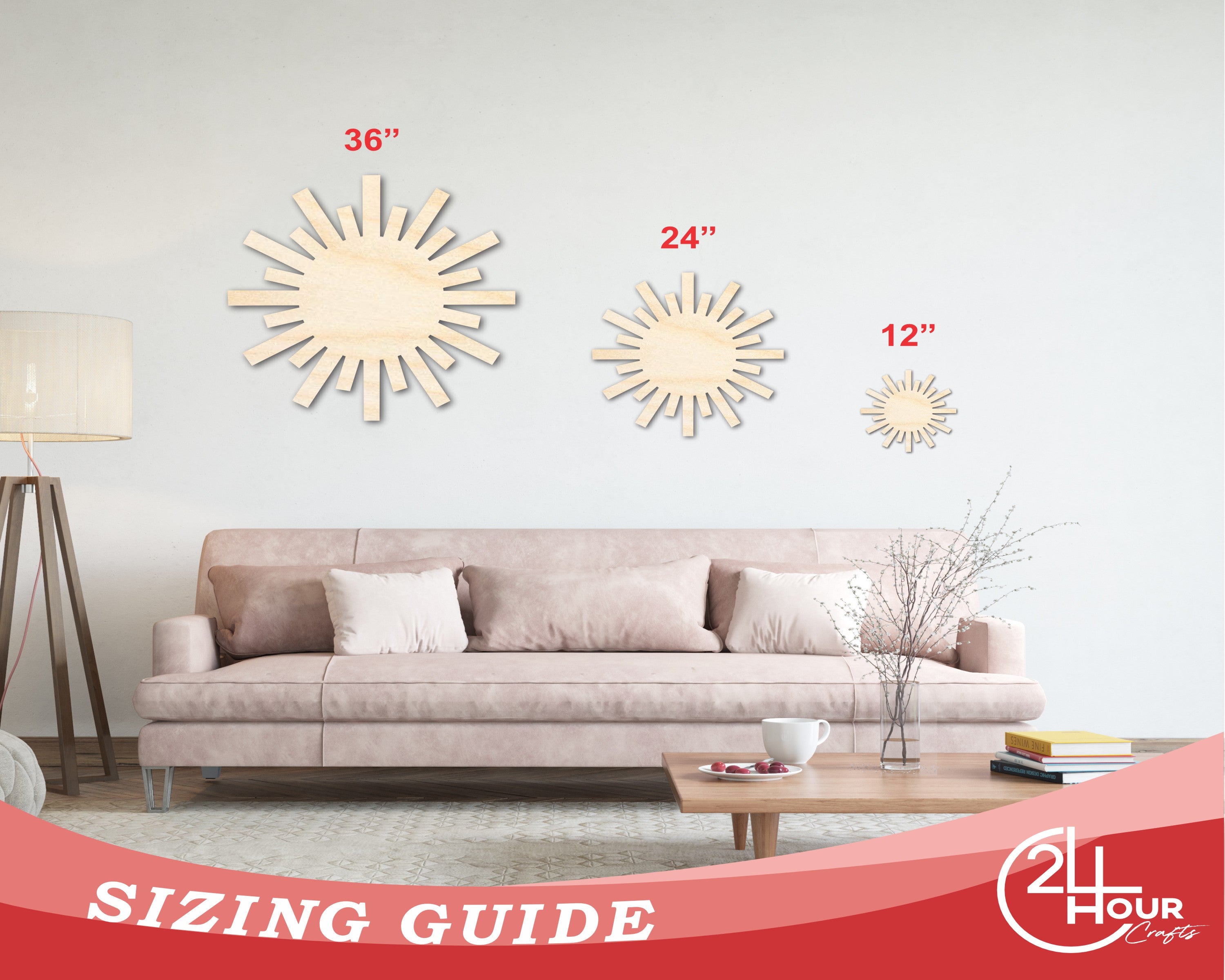 Unfinished Wood Paper Sun Shape | Summer Craft Cutout | up to 46" DIY