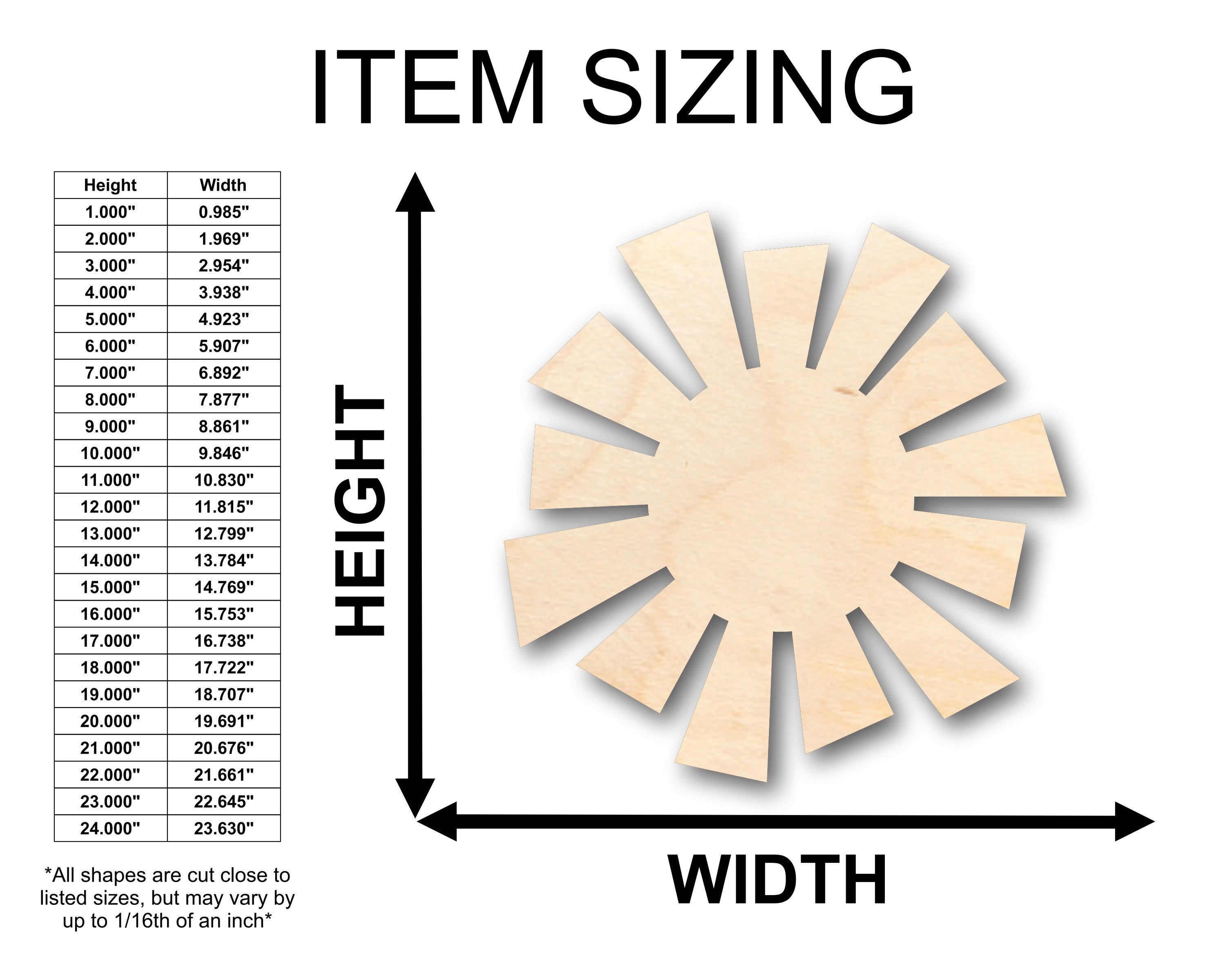 Unfinished Wood Sun Shape - Craft - up to 46" DIY