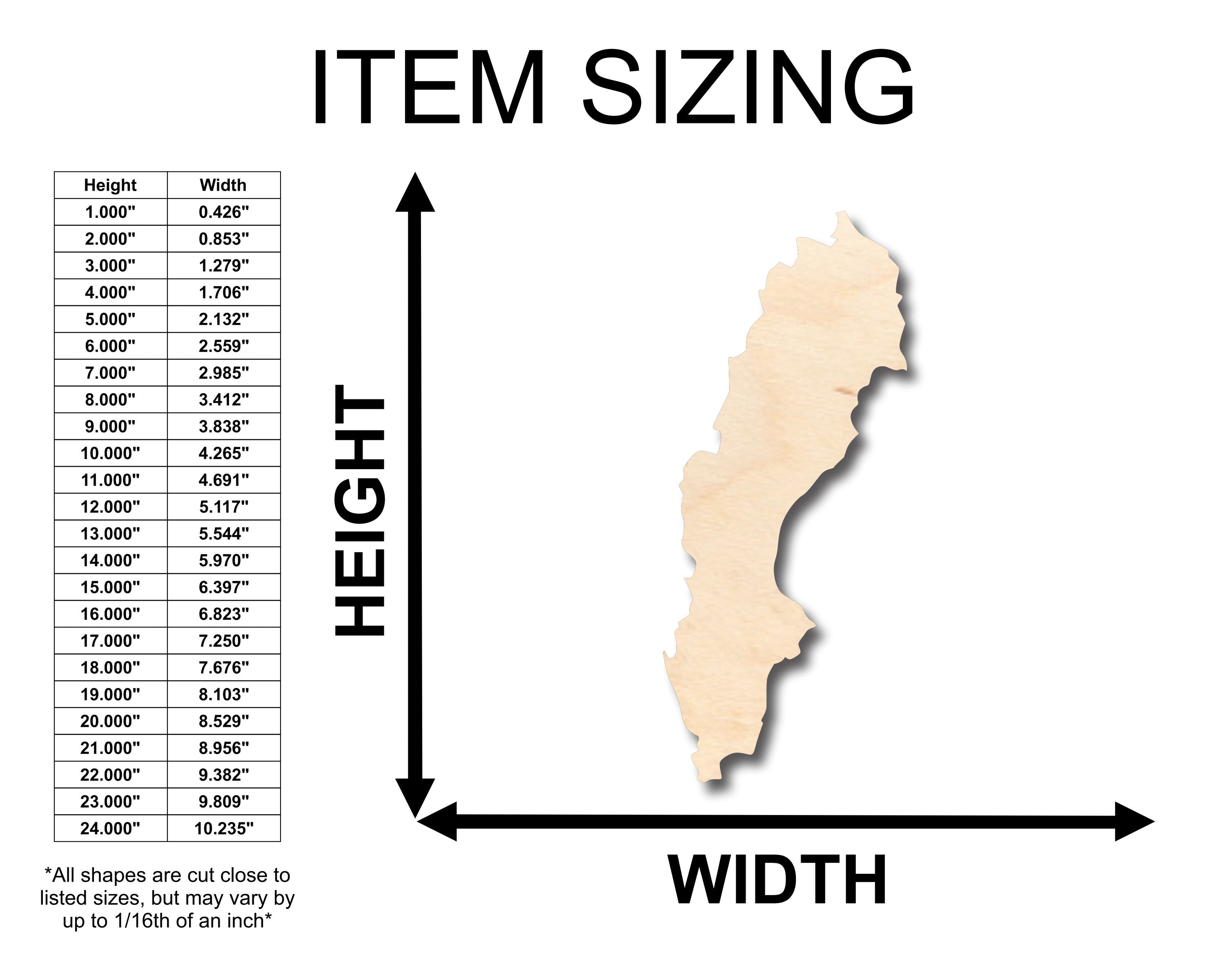 Unfinished Wood Sweden Country Shape - Craft - up to 46" DIY