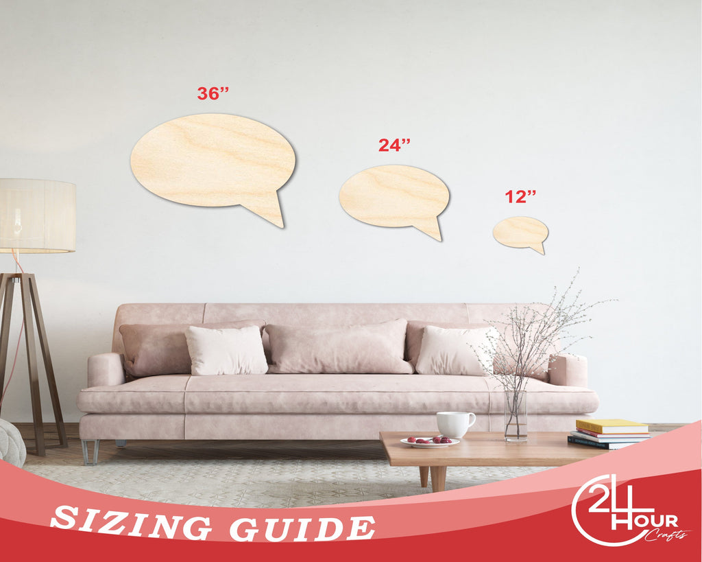 Unfinished Wood Speech Bubble Shape | Craft Cutout | up to 46" DIY