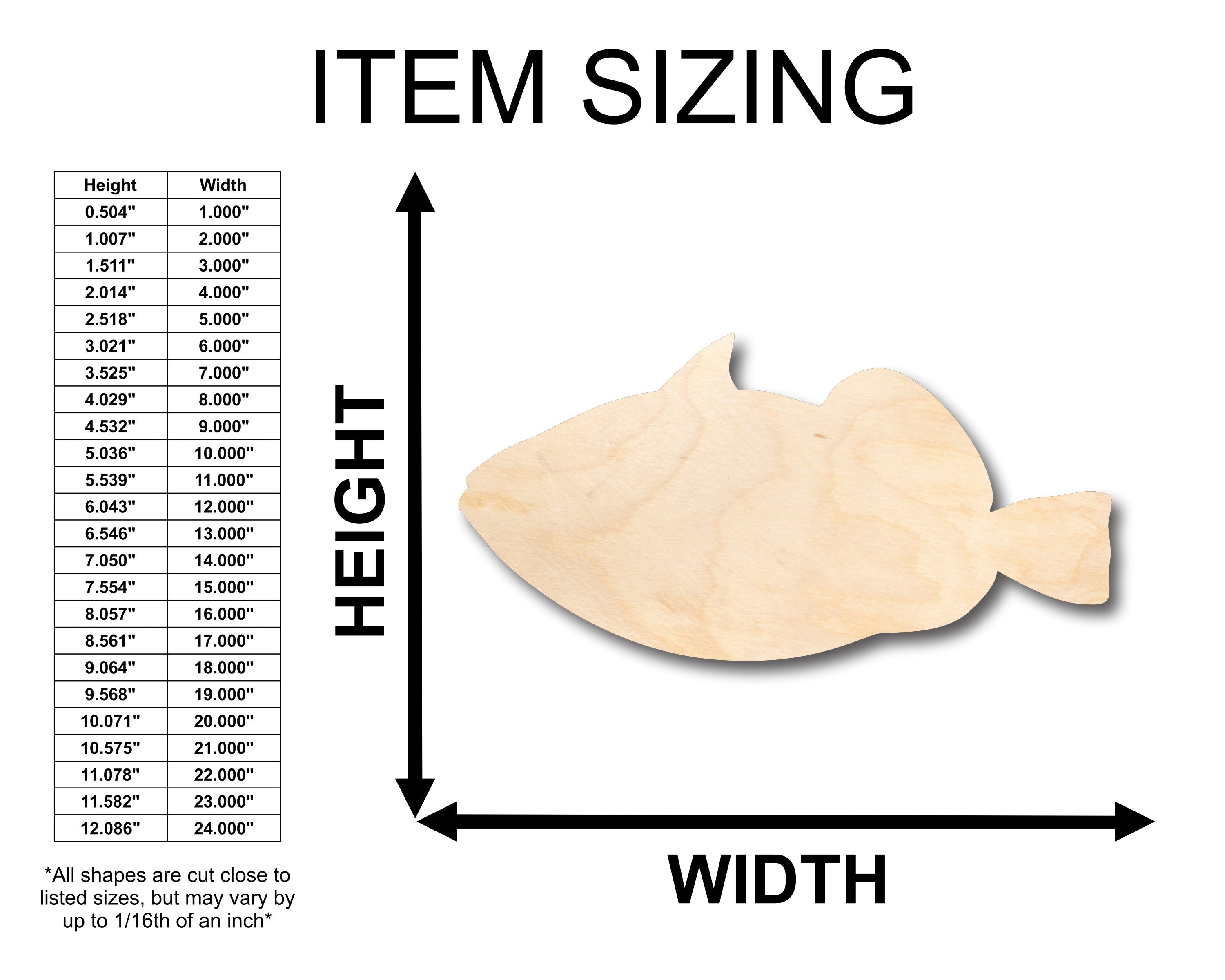 Unfinished Wood Trigger Fish Shape - Craft - up to 46" DIY