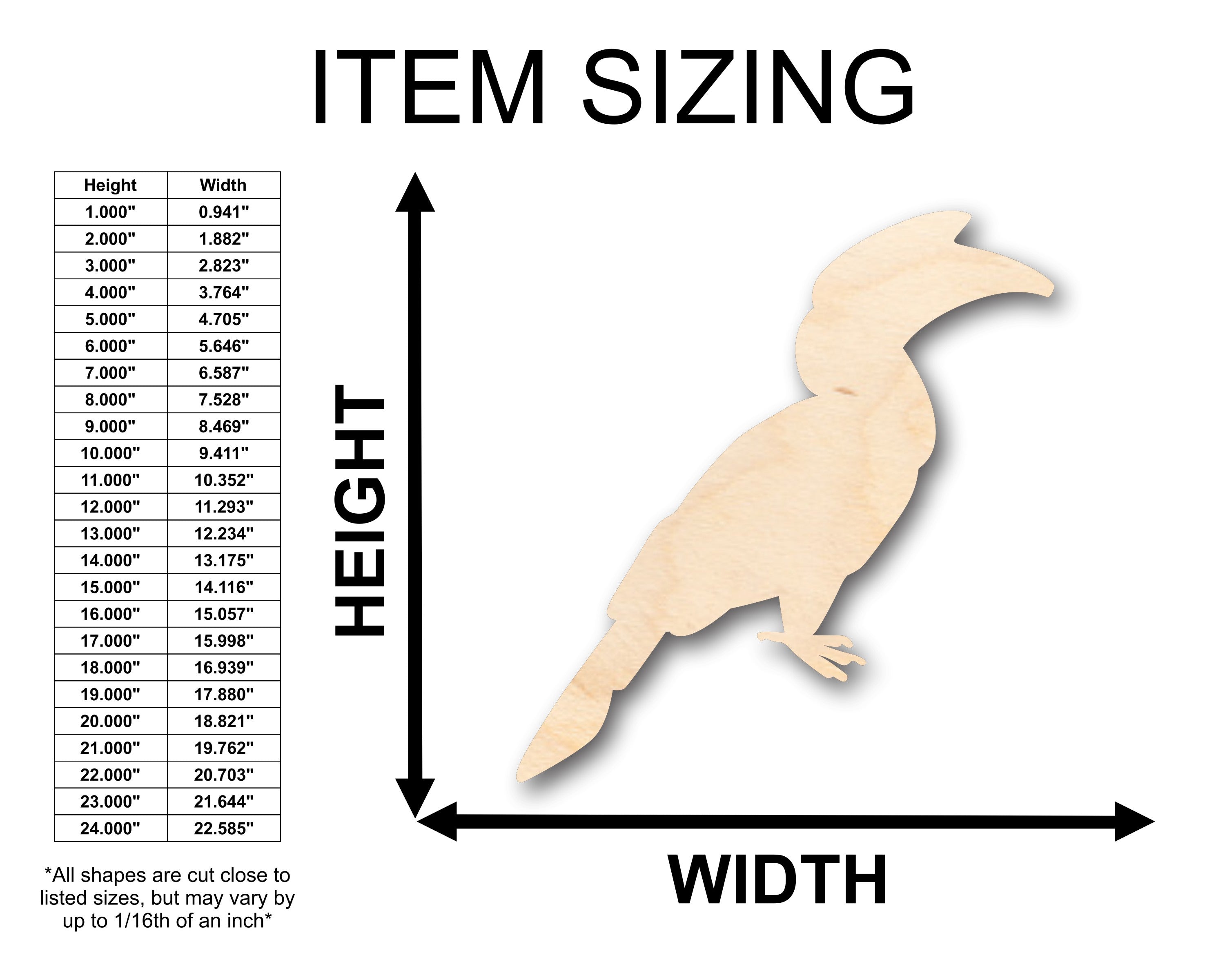Unfinished Wood Tropical Bird Shape - Craft - up to 46" DIY