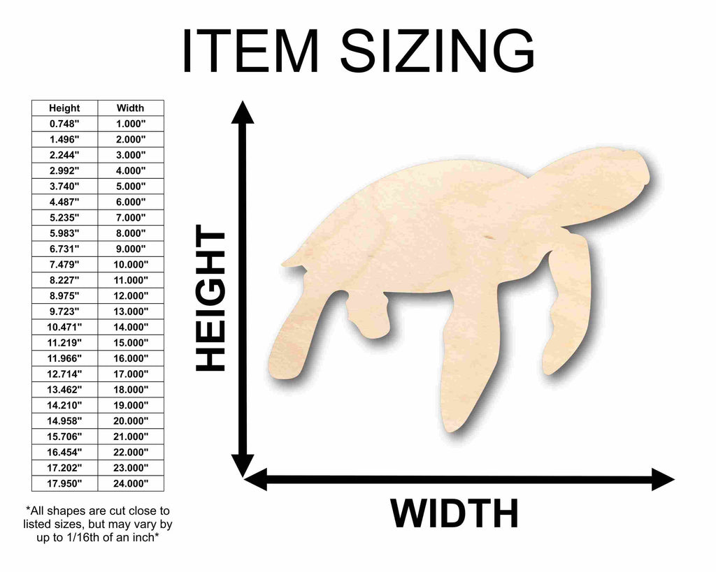 Unfinished Wood Turtle Marine Sea Life Silhouette - Craft- up to 46" DIY