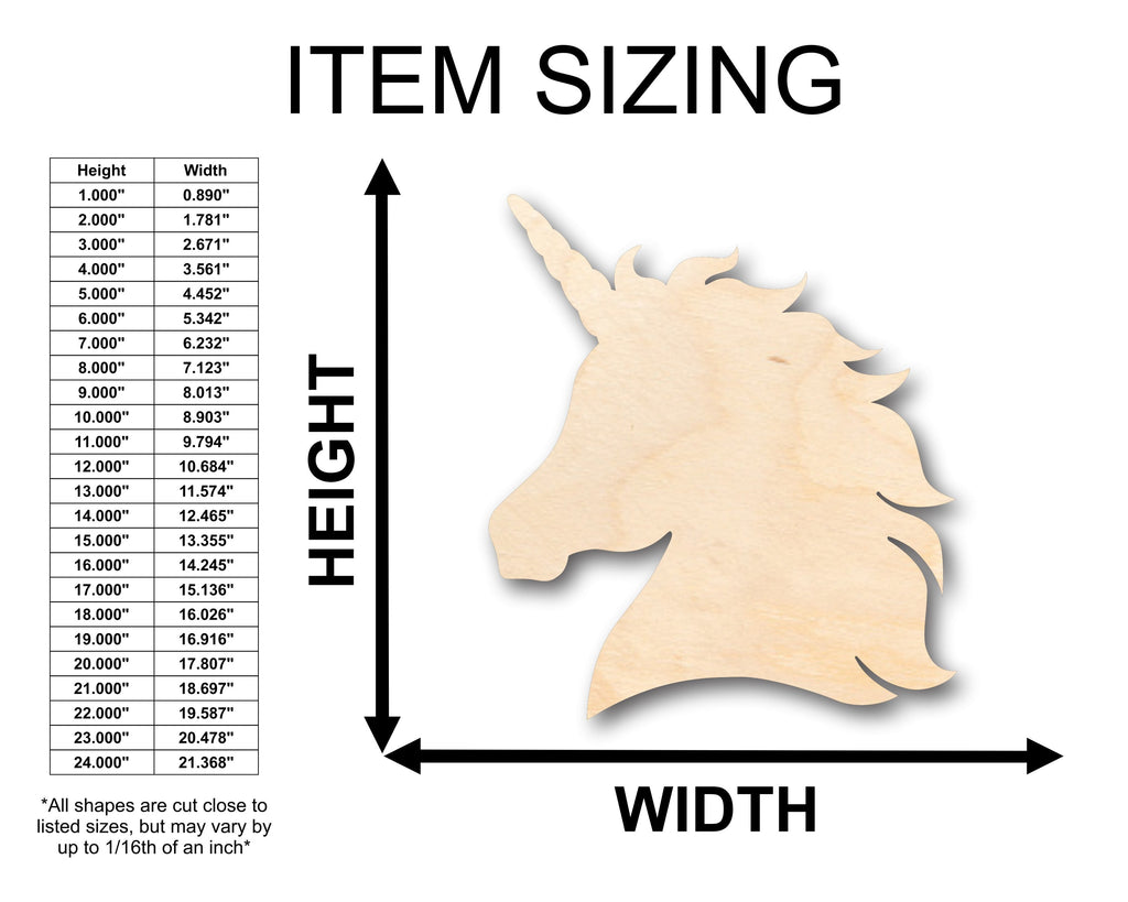 Unfinished Wood Unicorn Head Shape - Craft - up to 46" DIY
