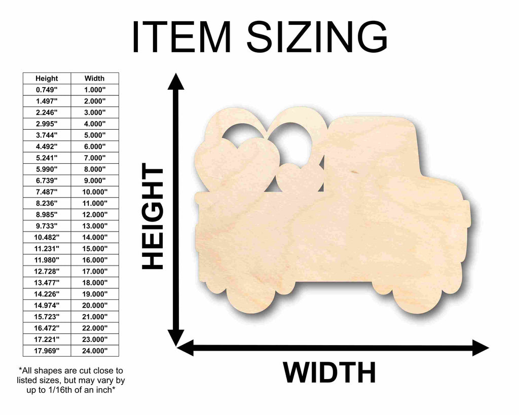Unfinished Wood Valentine Truck Silhouette - Craft- up to 46" DIY