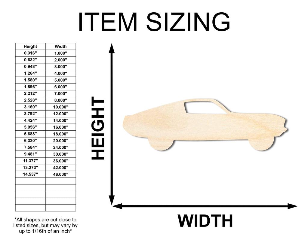 Unfinished Wood Muscle Car Shape - Car Craft - up to 46" DIY