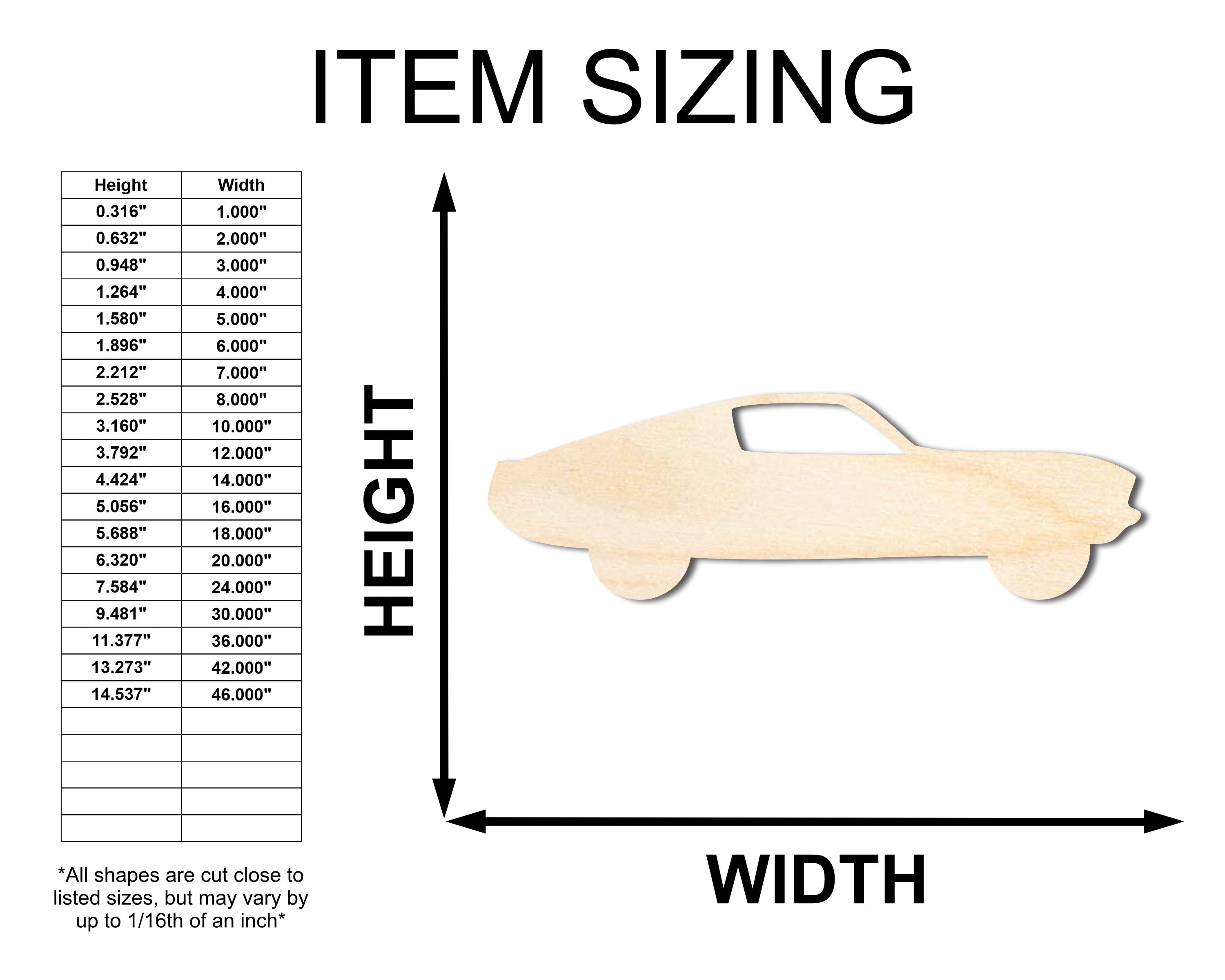 Unfinished Wood Muscle Car Shape - Car Craft - up to 46" DIY