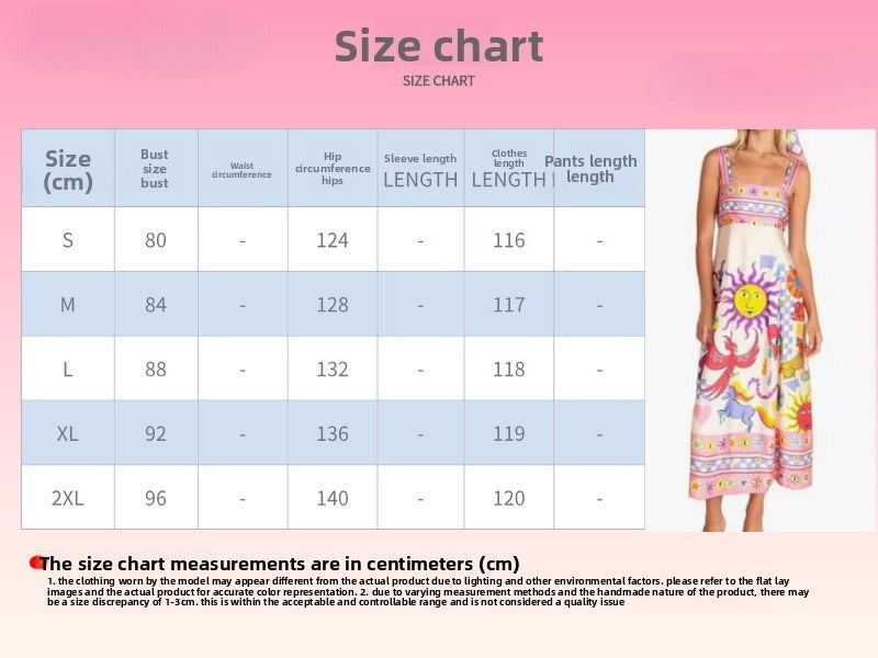 Summer Women's Casual Long Dress Suspender Printed High Waist Sleeveless Pendulum Dress