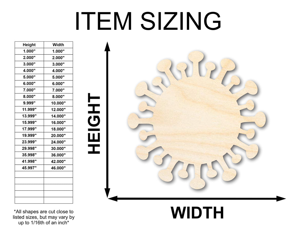 Unfinished Wood Virus Shape | Germ Craft Cutout | up to 46" DIY