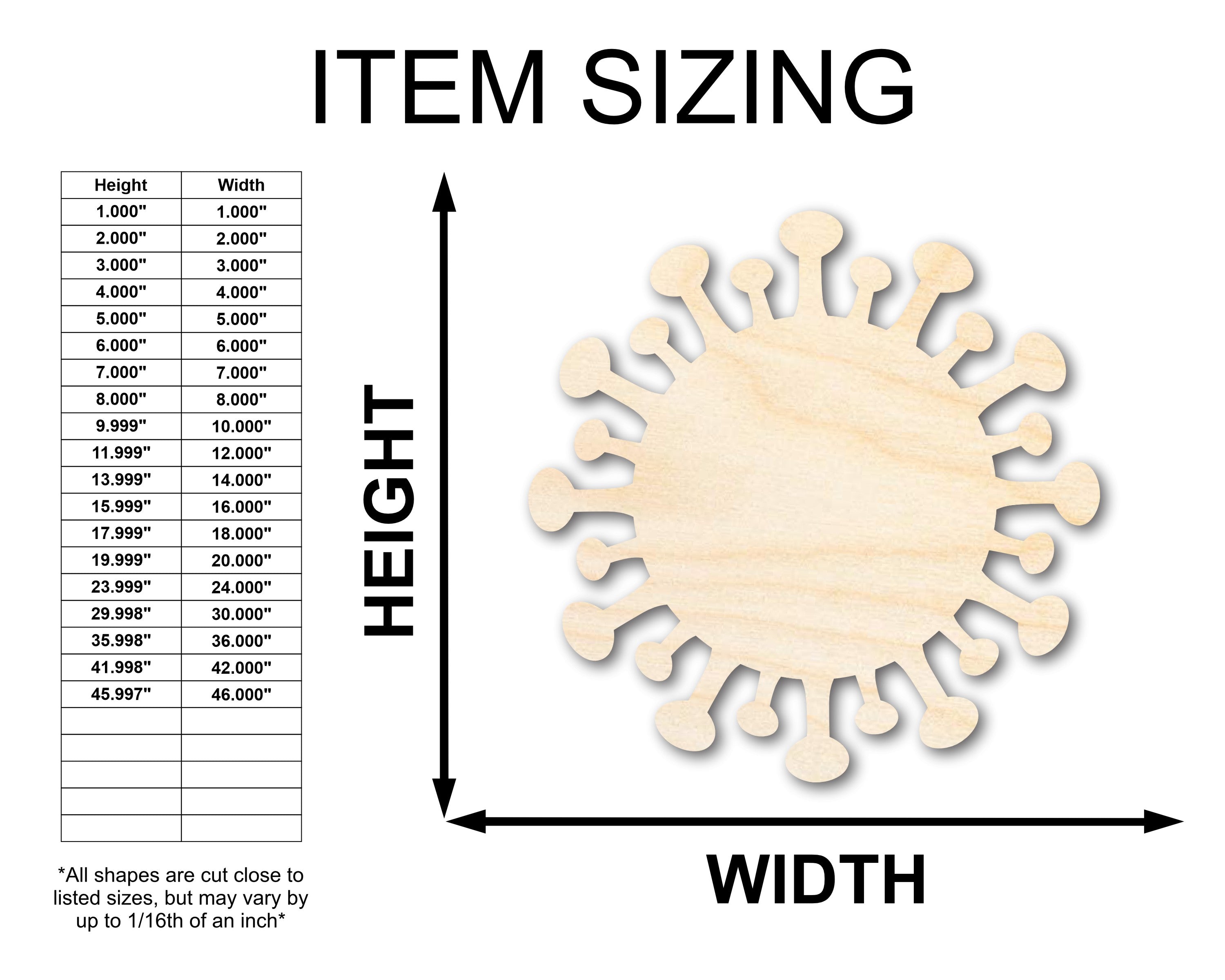 Unfinished Wood Virus Shape | Germ Craft Cutout | up to 46" DIY