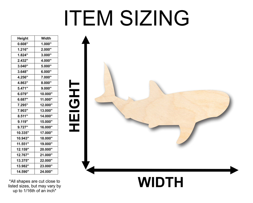 Unfinished Wood Whale Shark Shape - Craft - up to 46" DIY