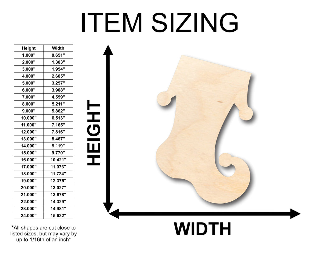 Unfinished Wood Whimsical Christmas Stocking Shape - Craft - up to 46" DIY