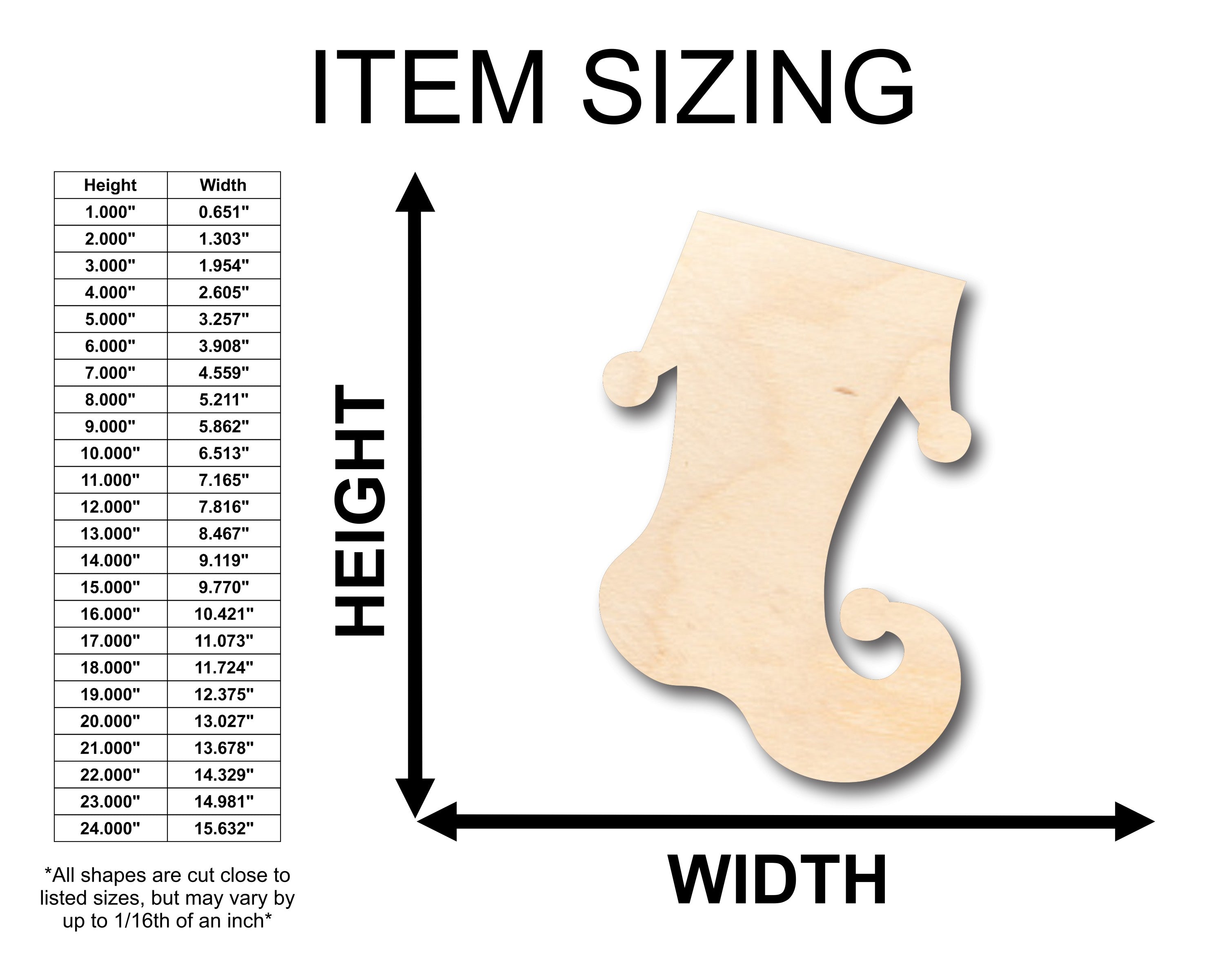 Unfinished Wood Whimsical Christmas Stocking Shape - Craft - up to 46" DIY