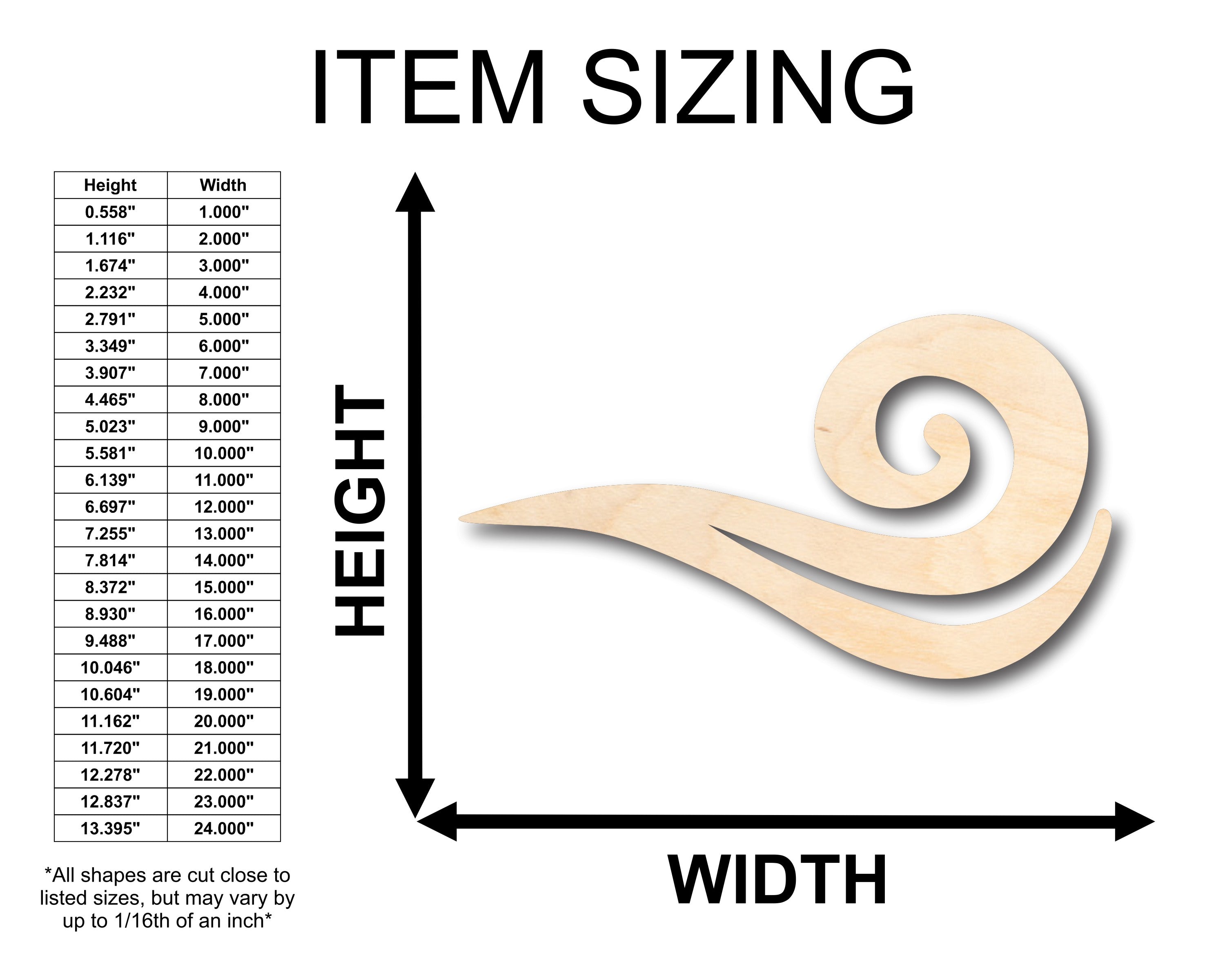 Unfinished Wood Wind Air Element Shape - Craft - up to 46" DIY