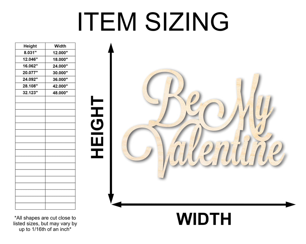 Unfinished Wood Be My Valentine Shape - Word Craft - up to 46"
