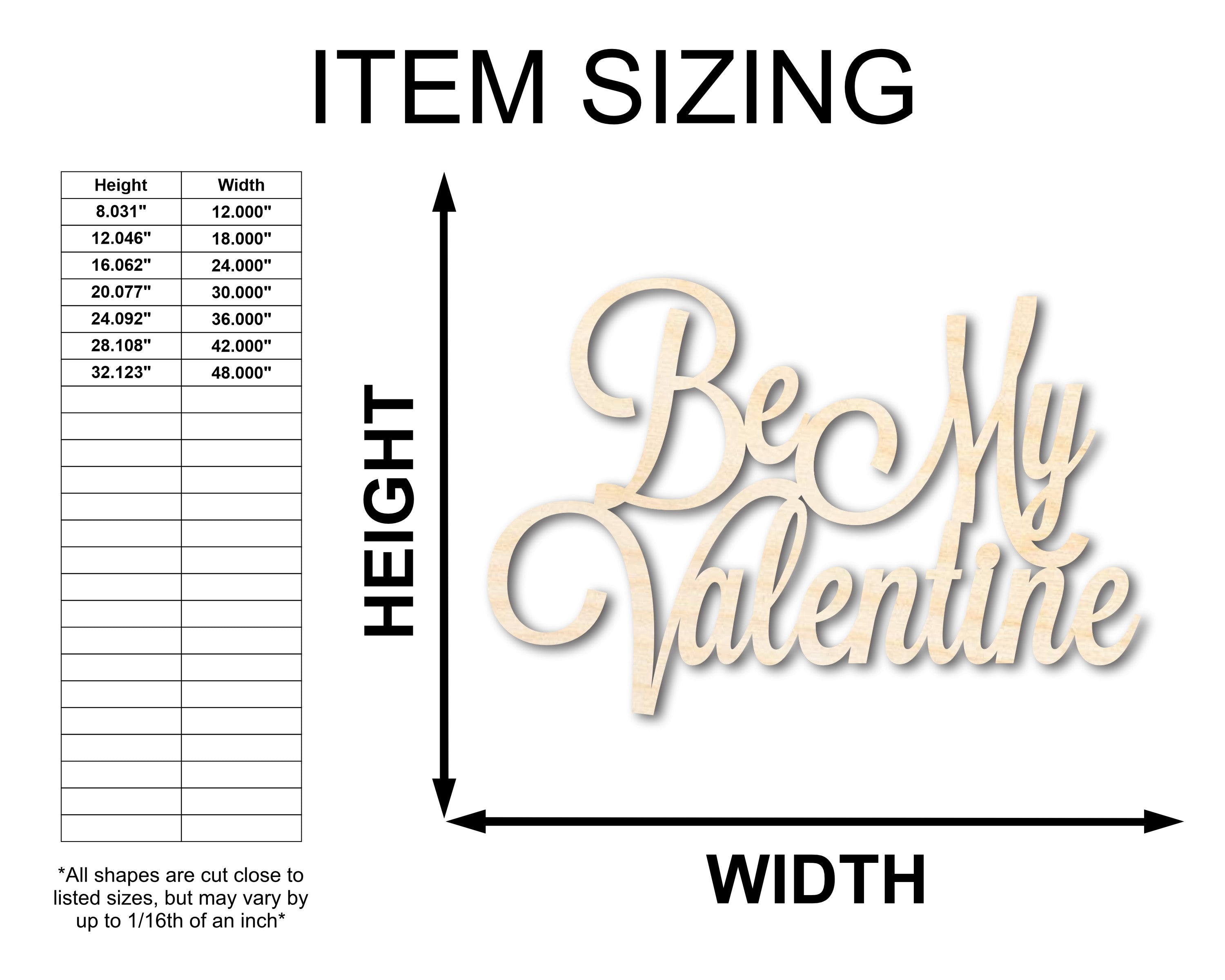 Unfinished Wood Be My Valentine Shape - Word Craft - up to 46"