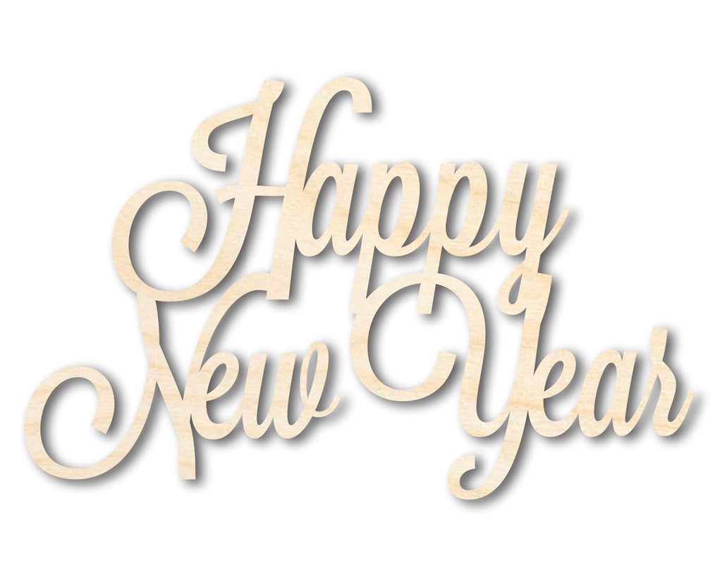 Unfinished Wood Happy New Years Shape - Word Craft - up to 46"