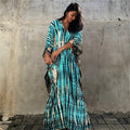 Cotton Ombre Beach Robe ¨C Loose Striped Bikini Cover-Up Dress, Vacation Maxi Kimono