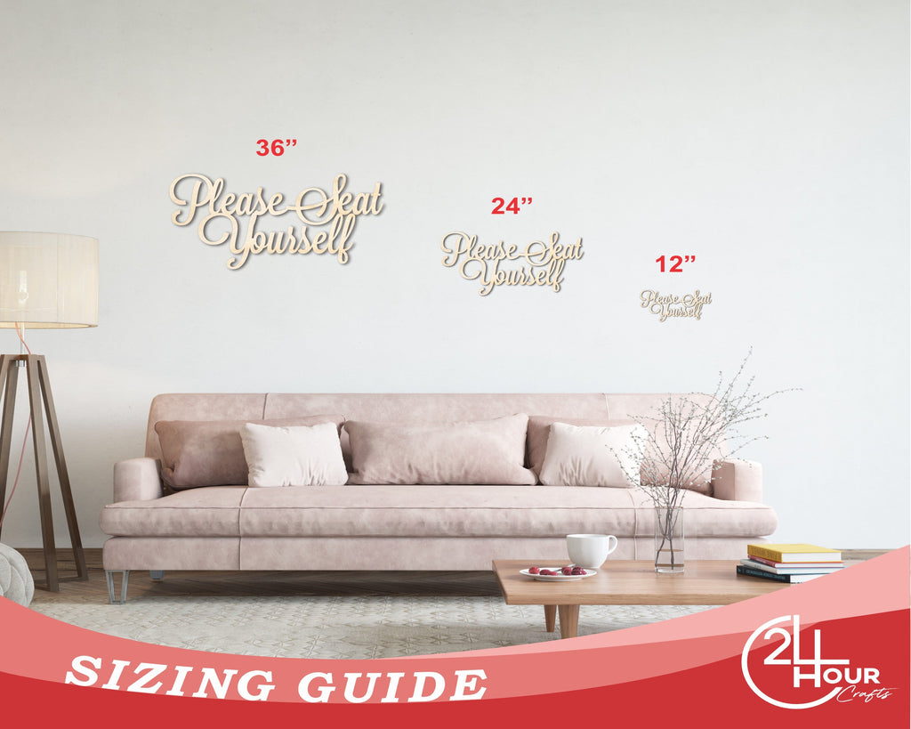 Unfinished Wood Please Seat Yourself Shape - DIY Wedding Craft - up to 46"