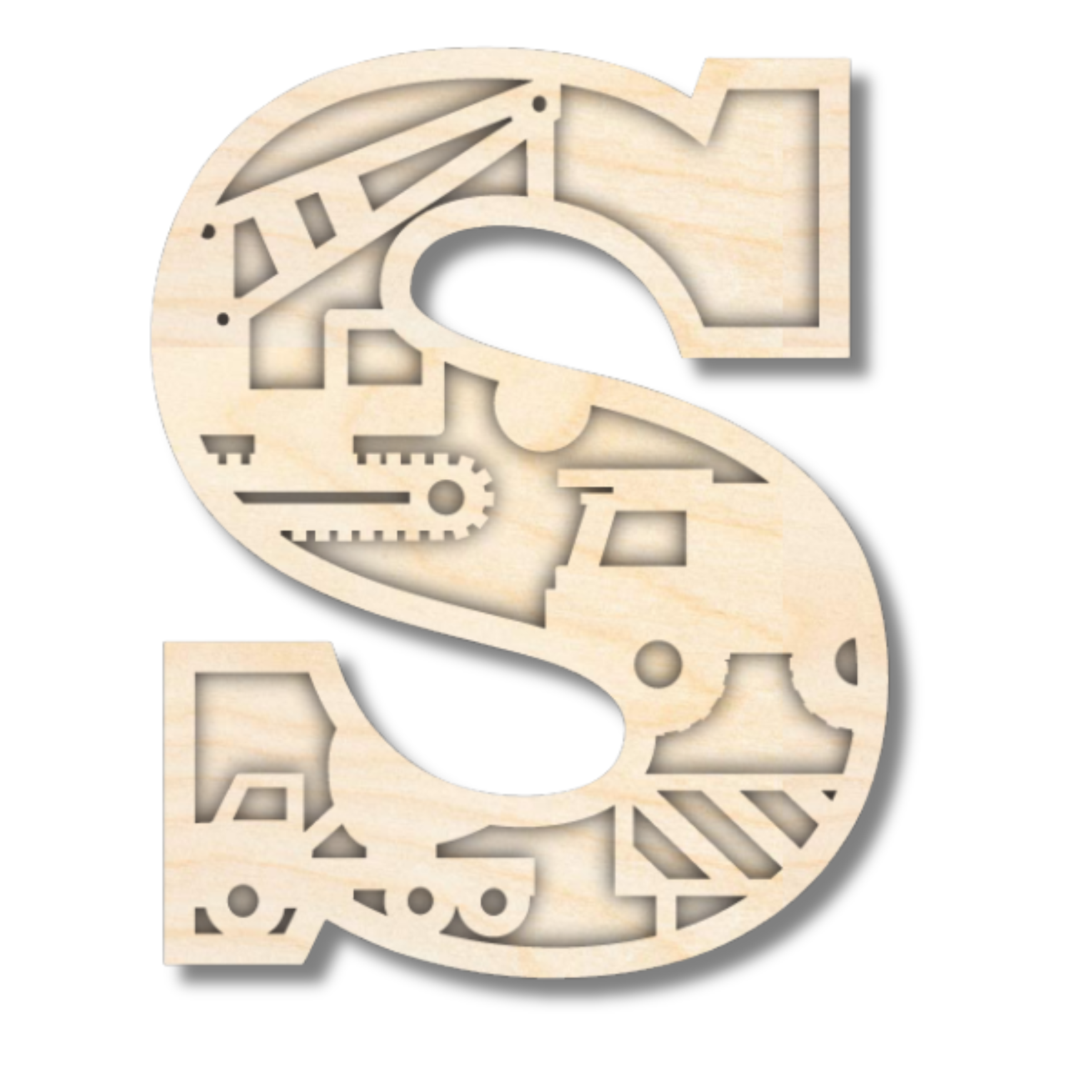 Unfinished Wood Layered Themed Letters | Construction | A-Z | 2 Piece | up to 24"