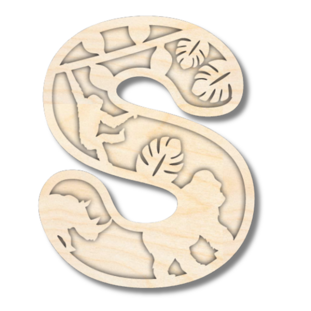 Unfinished Wood Layered Themed Letters | Jungle Animals | A-Z | 2 Piece | up to 24"