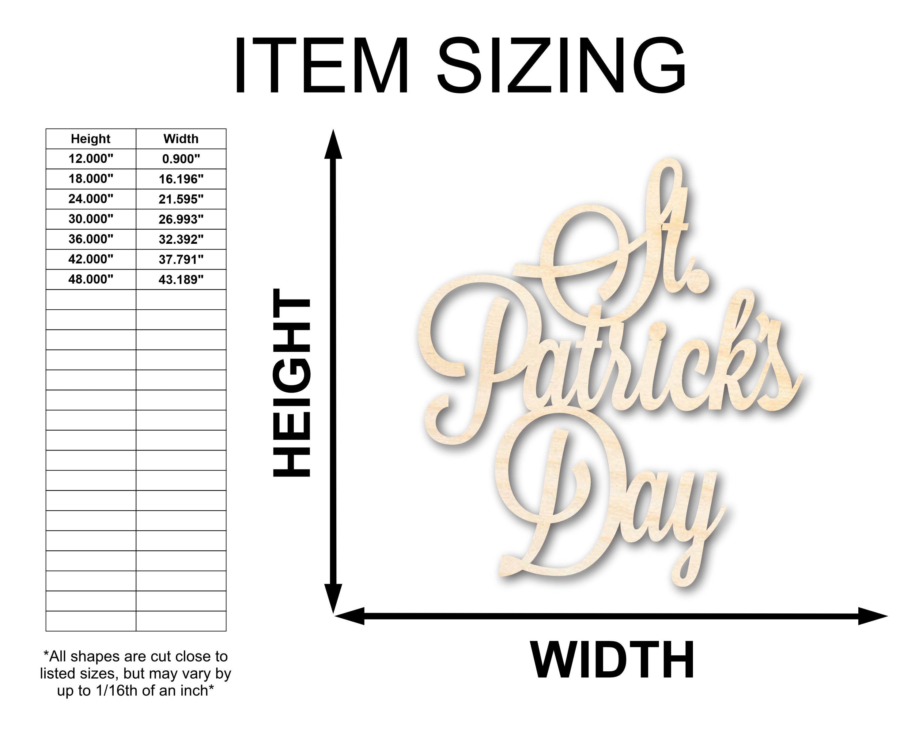 Unfinished Wood St Patricks Day Shape - Word Craft - up to 46"