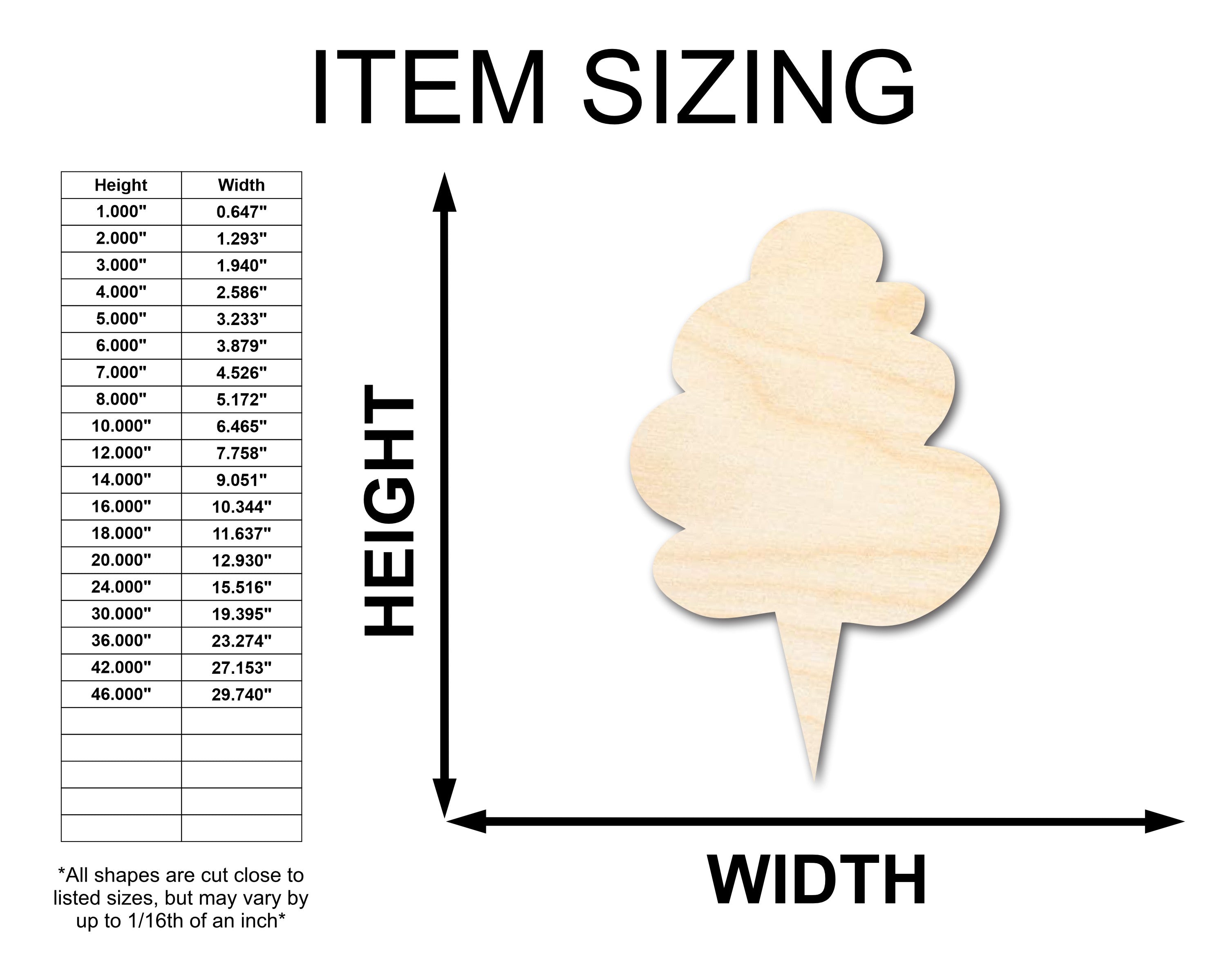 Unfinished Wood Cotton Candy Shape - Craft - up to 46"