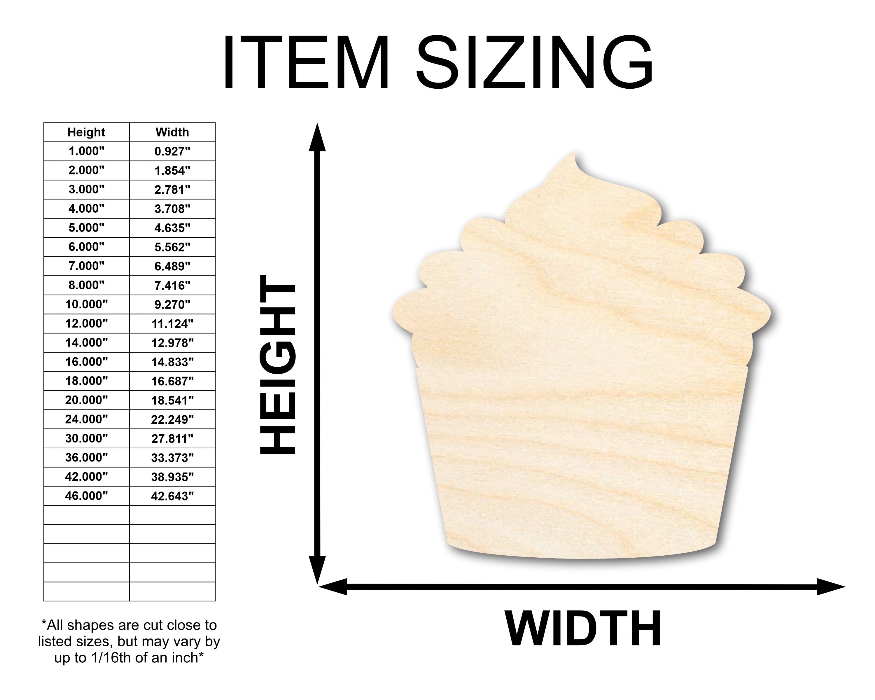Unfinished Wood Cupcake Shape - Craft - up to 46"