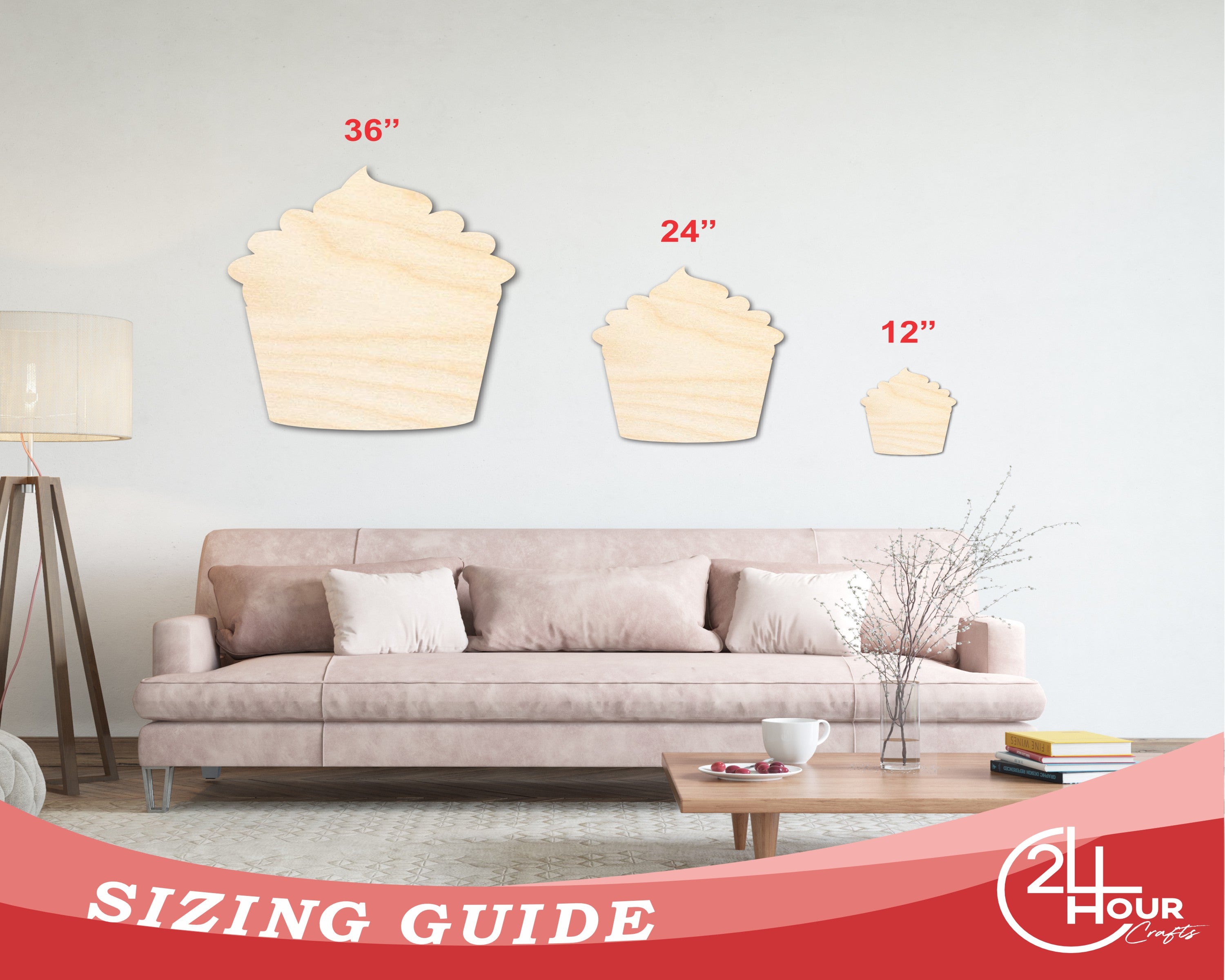 Unfinished Wood Cupcake Shape - Craft - up to 46"