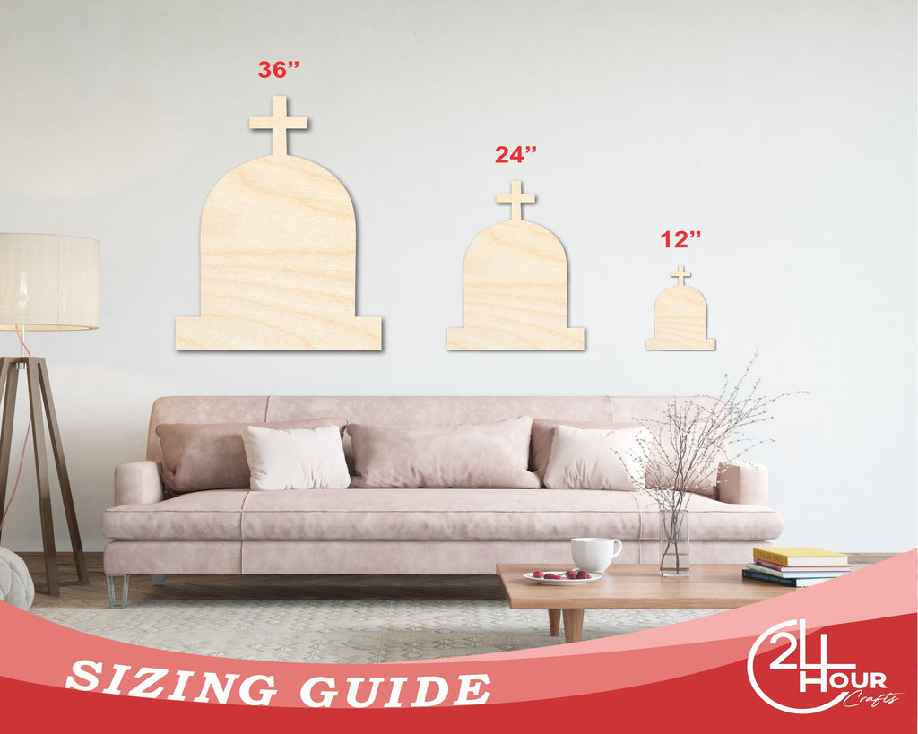 Unfinished Wood Cross Tombstone Shape - Craft - up to 46"