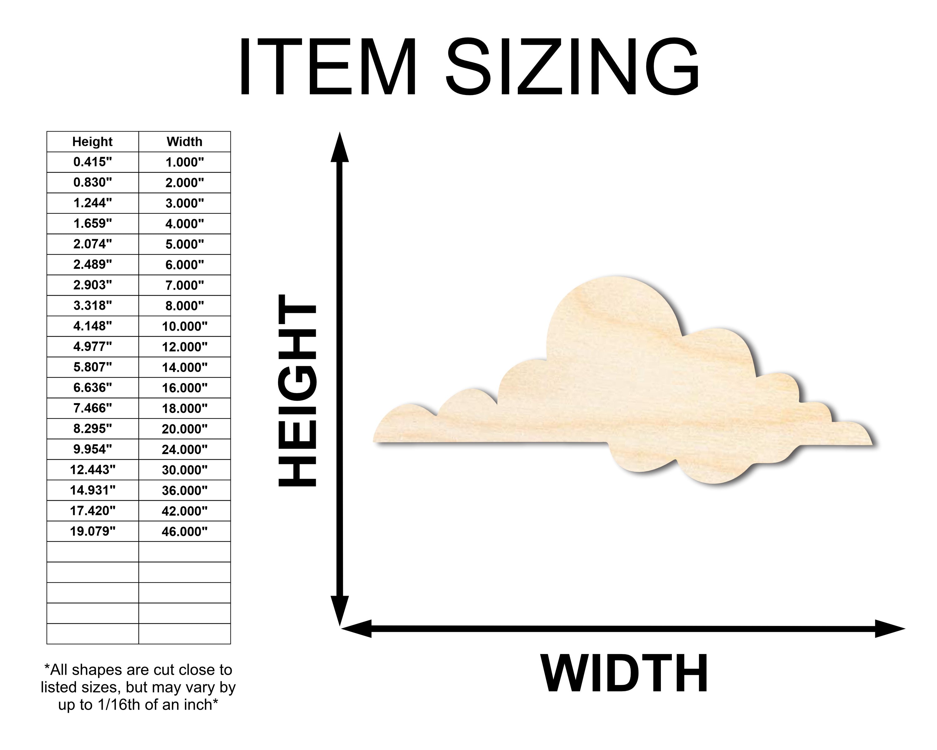 Unfinished Wood Large Cloud Shape - Craft - up to 46"