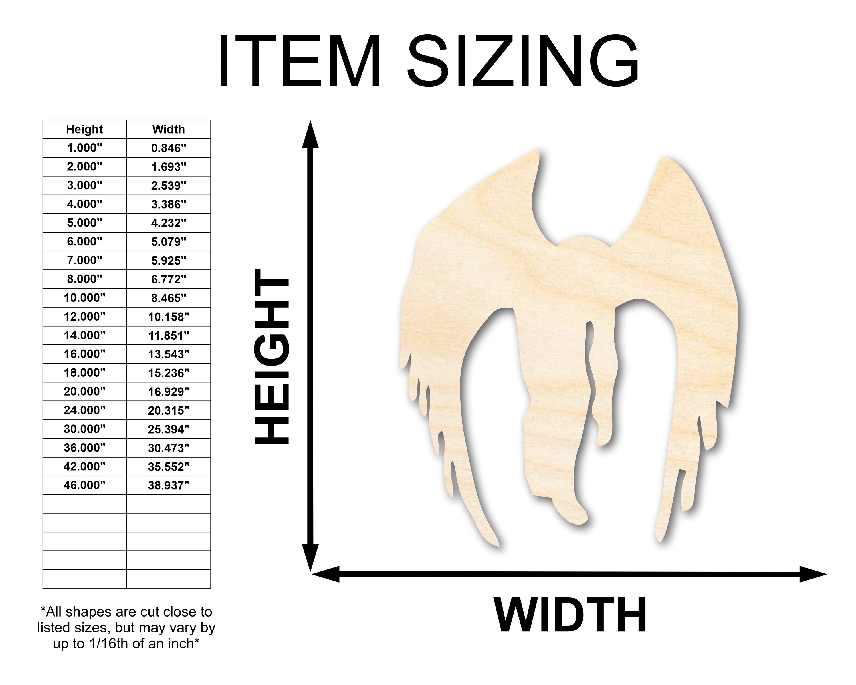 Unfinished Wood Mothman Shape - Craft - up to 46"