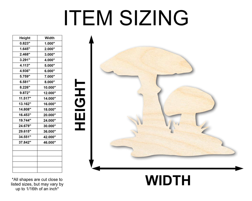 Unfinished Wood Mushrooms Shape - Craft - up to 46"