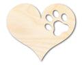 Unfinished Wood Pawprint Heart Shape | Valentine's Day | Pet | DIY Craft Cutout | Up to 46"