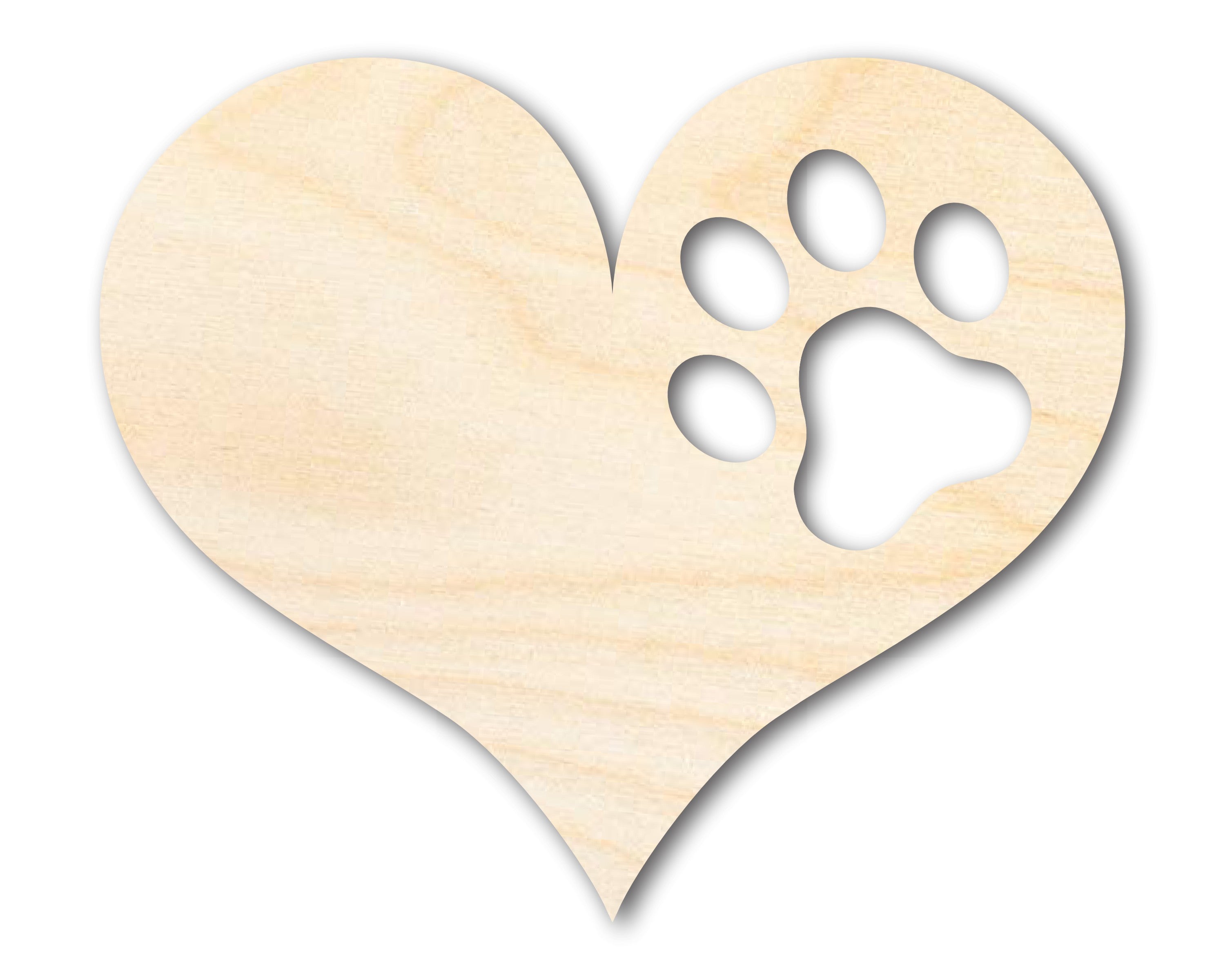 Unfinished Wood Pawprint Heart Shape | Valentine's Day | Pet | DIY Craft Cutout | Up to 46"
