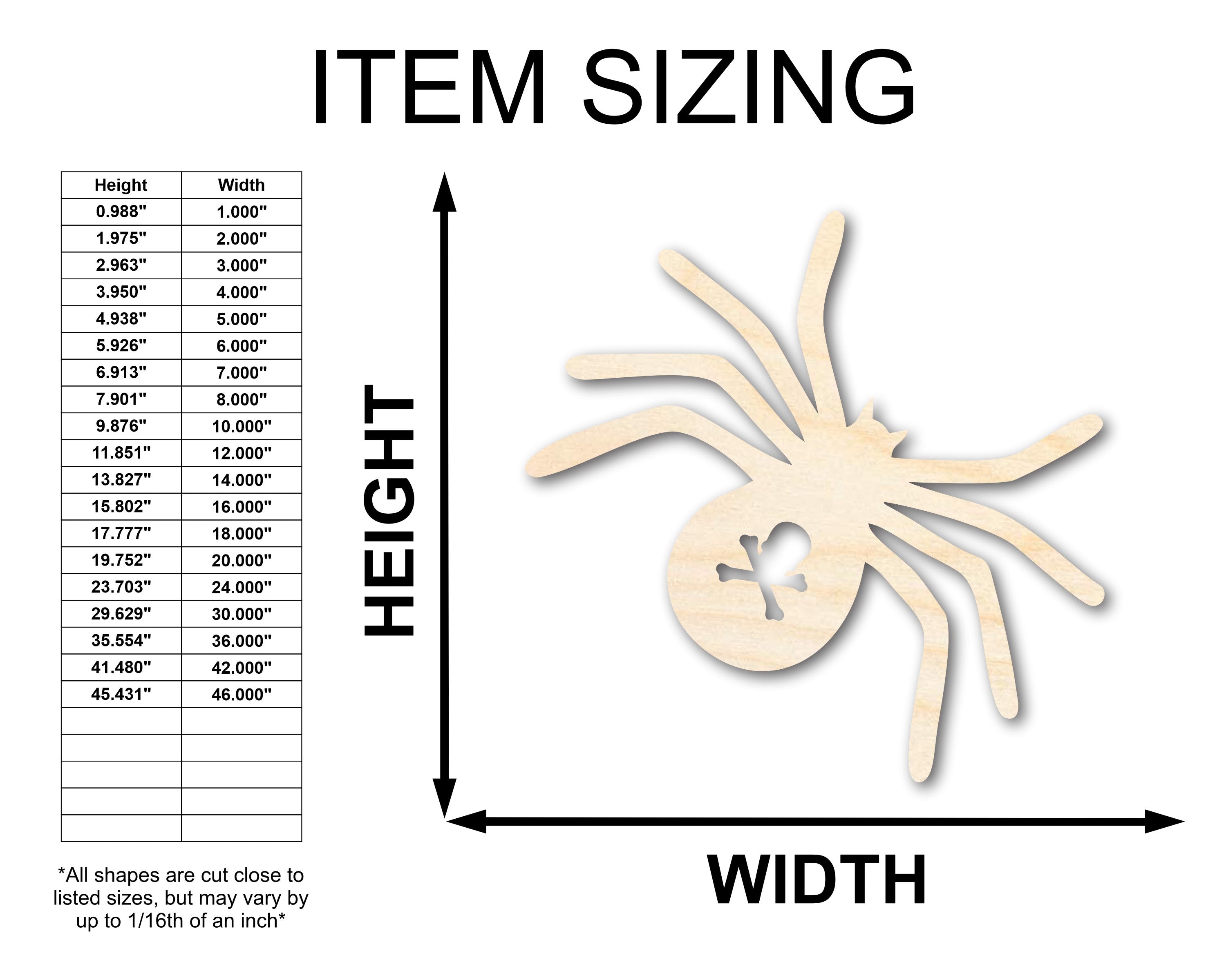 Unfinished Wood Spider Shape - Craft - up to 46"