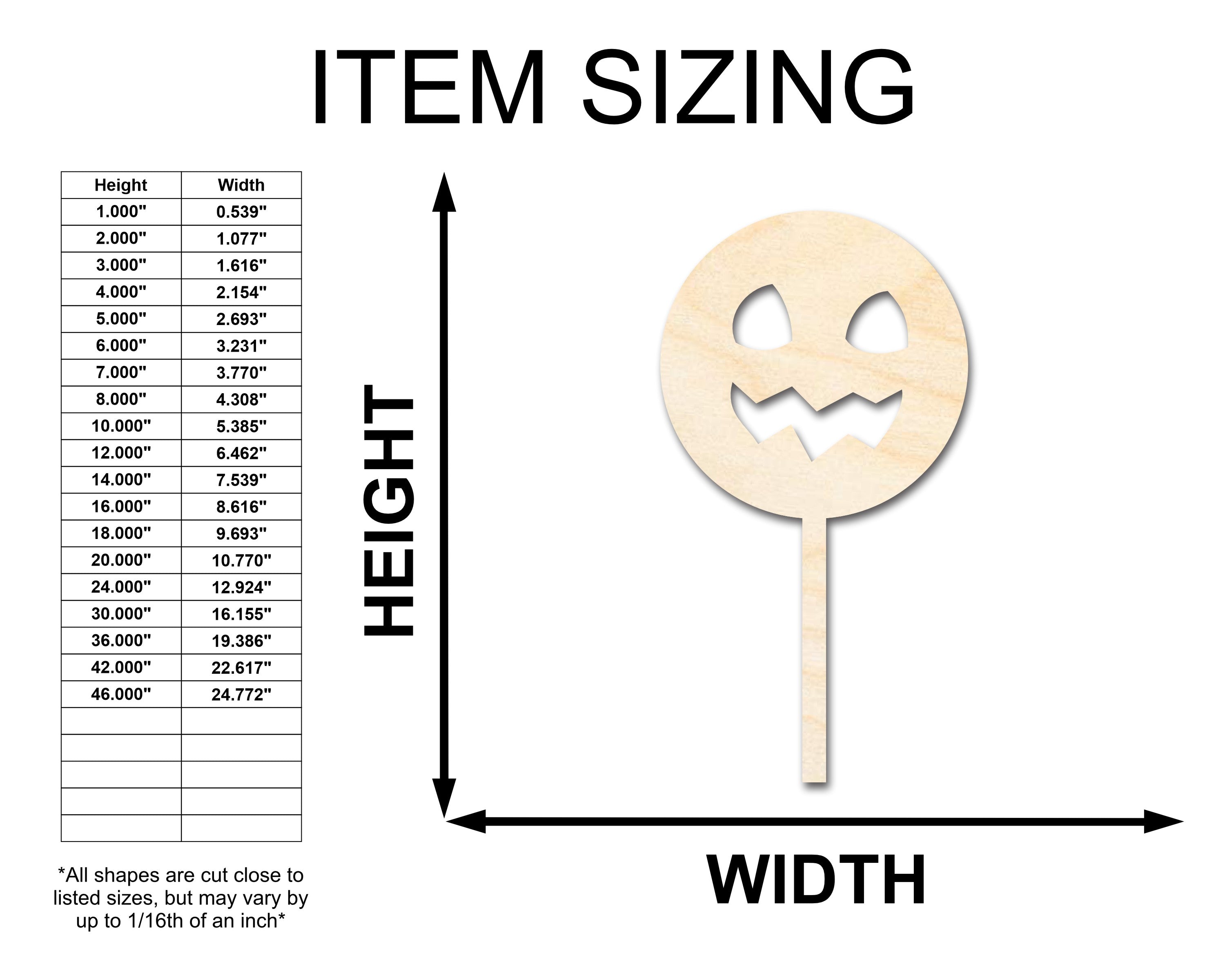 Unfinished Wood Pumpkin Lollipop Shape - Craft - up to 46"