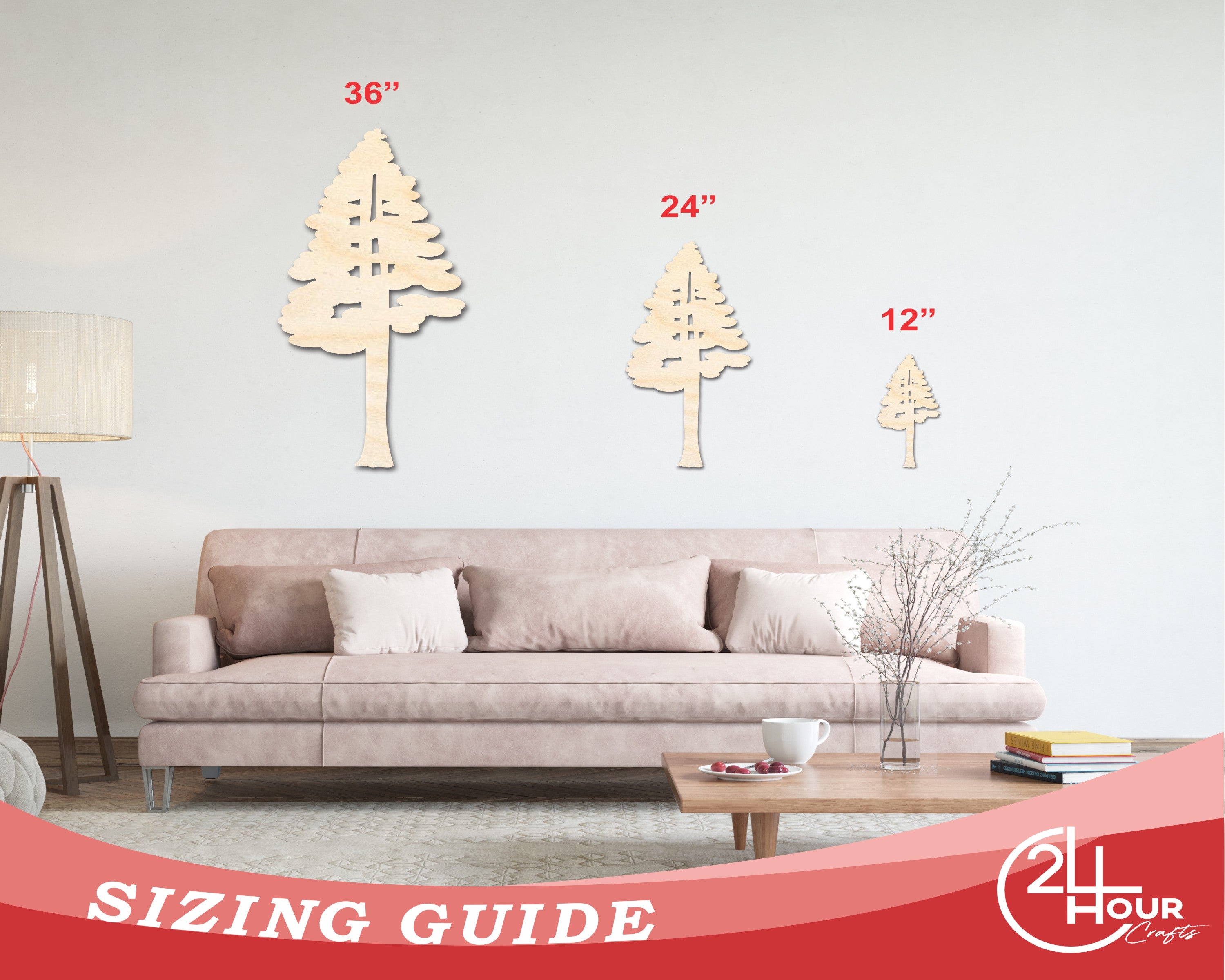 Unfinished Wood Sequoia Tree Shape - Craft - up to 46"
