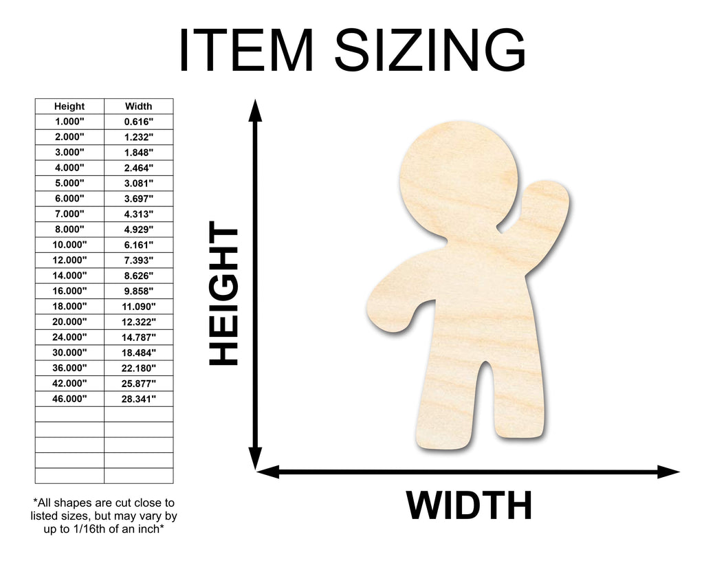 Unfinished Wood Waving Gingerbread Shape - Craft - up to 46"