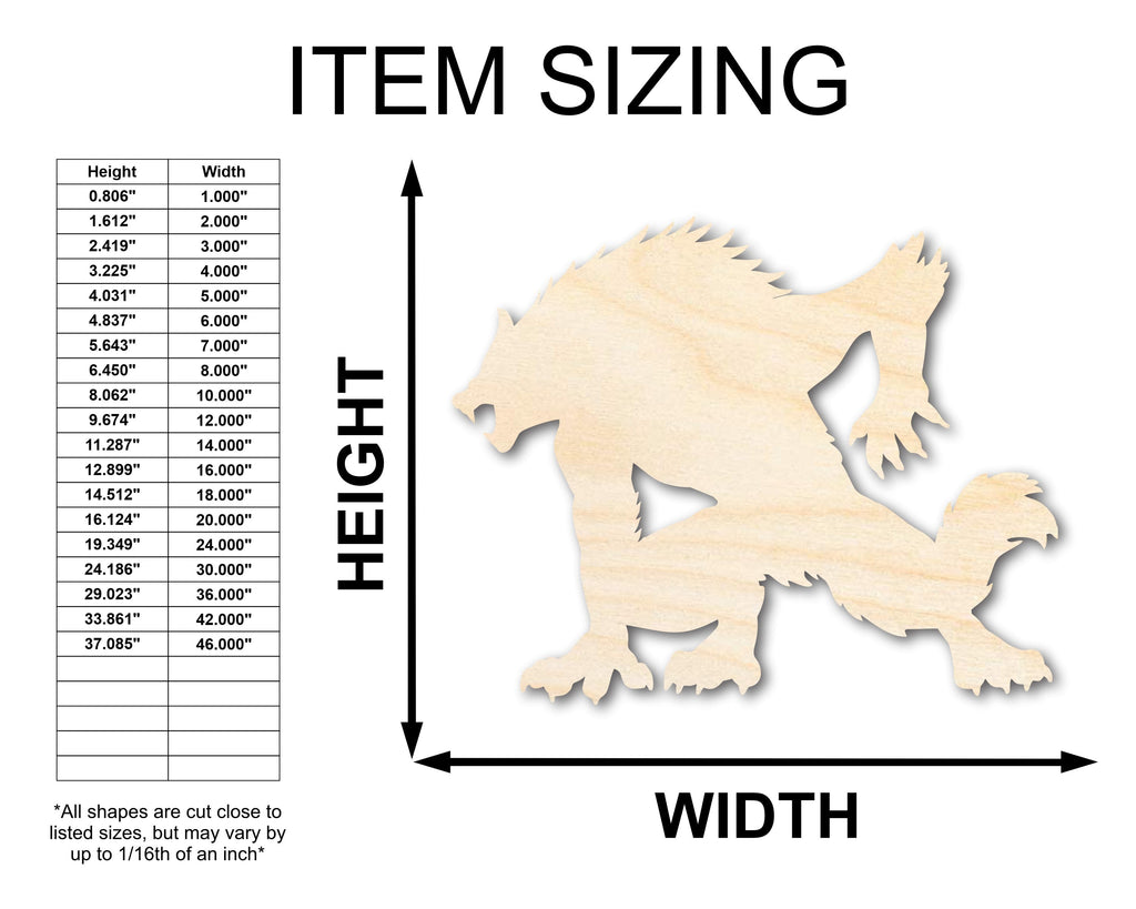 Unfinished Wood Werewolf Shape - Craft - up to 46"